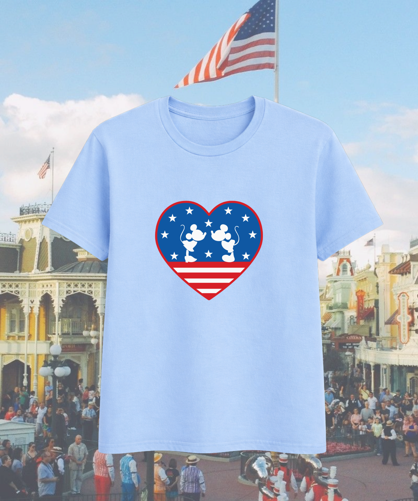 4th July Mouse - Tshirt - White/Blue