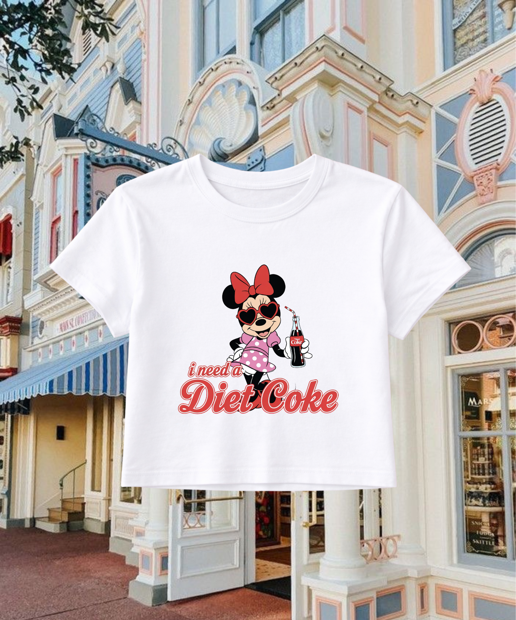 Diet Coke Mouse - Cropped Tee - White