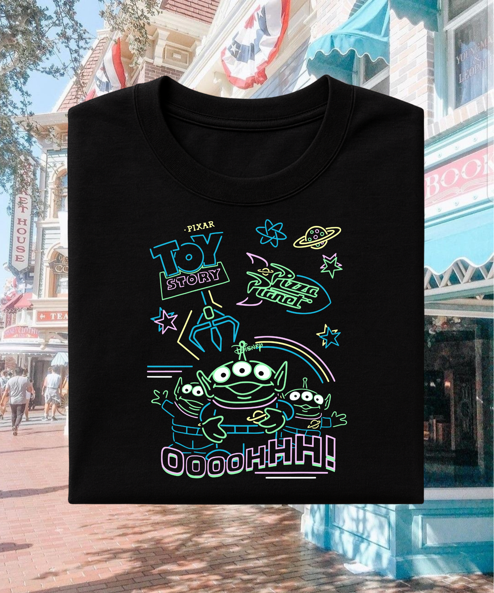 Ooh Pizza Planet Neon - Tshirt/Sweatshirt - Black