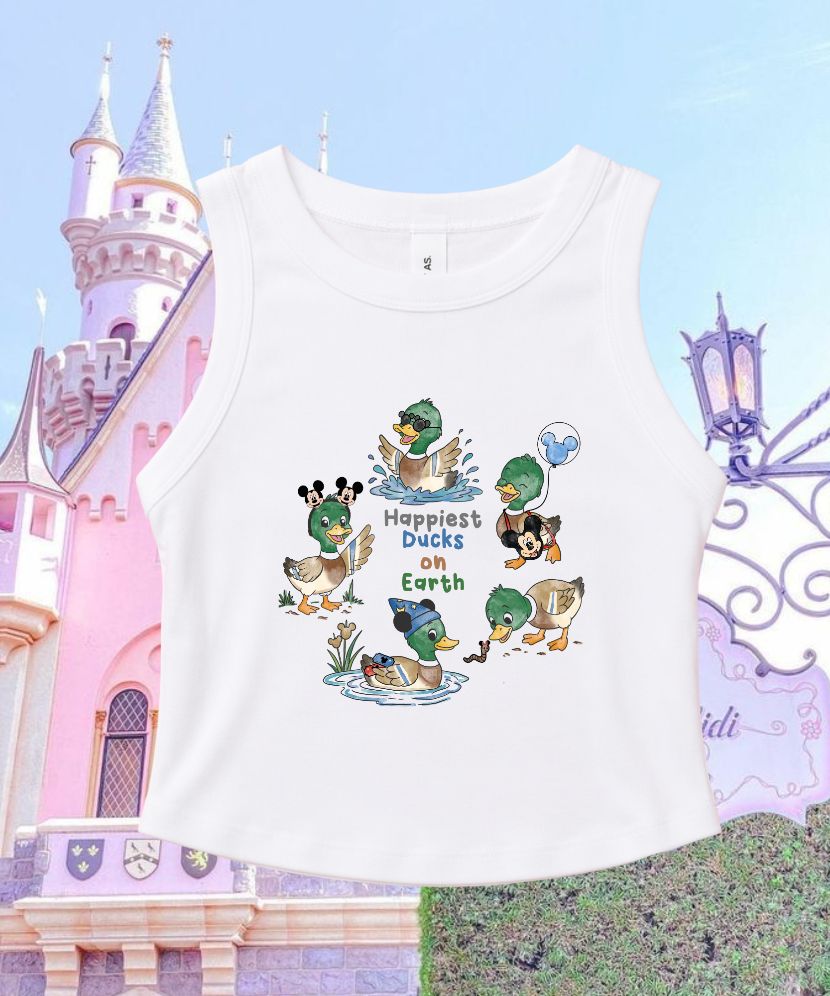 Happiest Ducks On Earth Exclusive - Cropped Tee/Cropped Vest - White