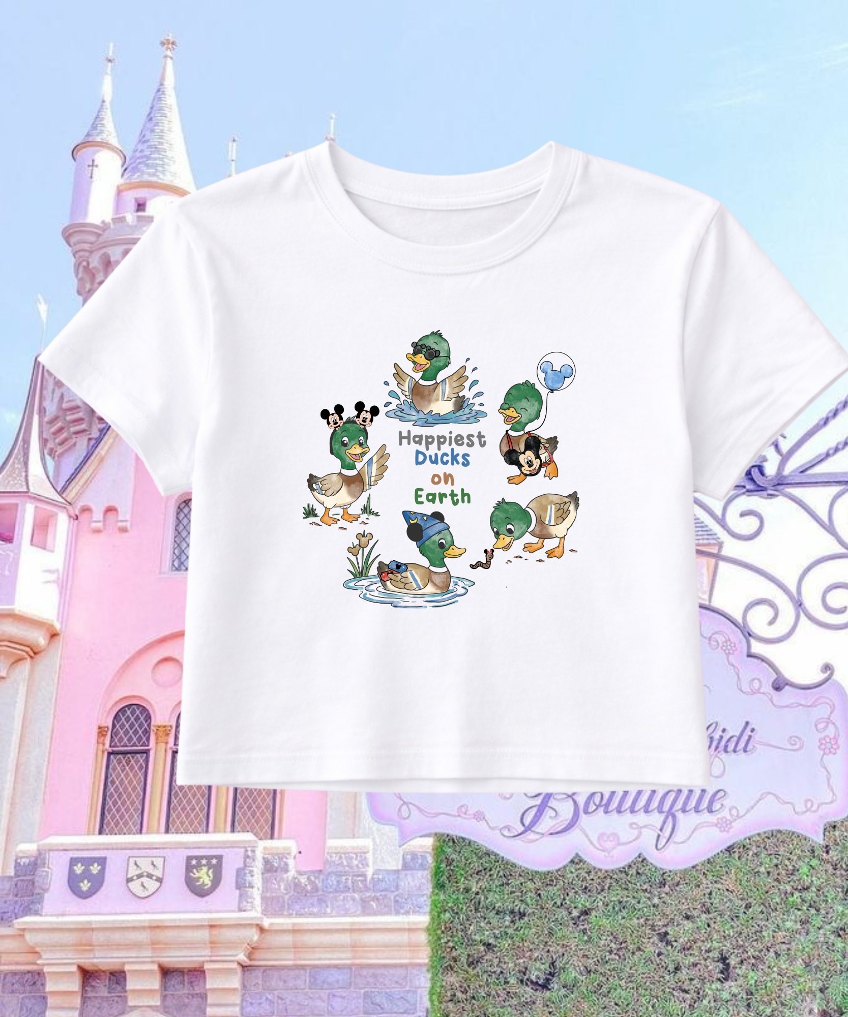 Happiest Ducks On Earth Exclusive - Cropped Tee/Cropped Vest - White