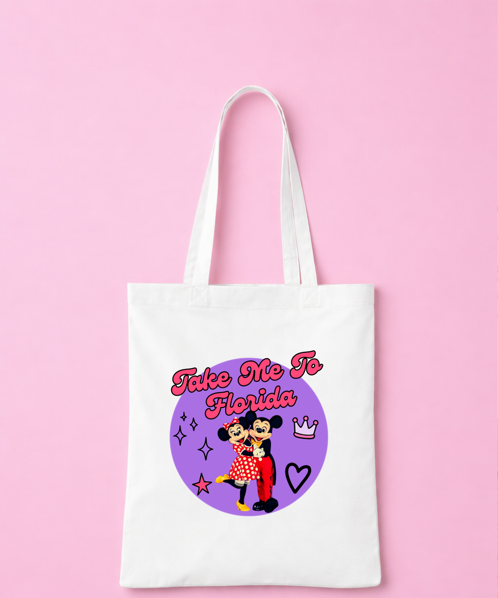 Take Me To Florida Exclusive Tote Bag - Pink/White