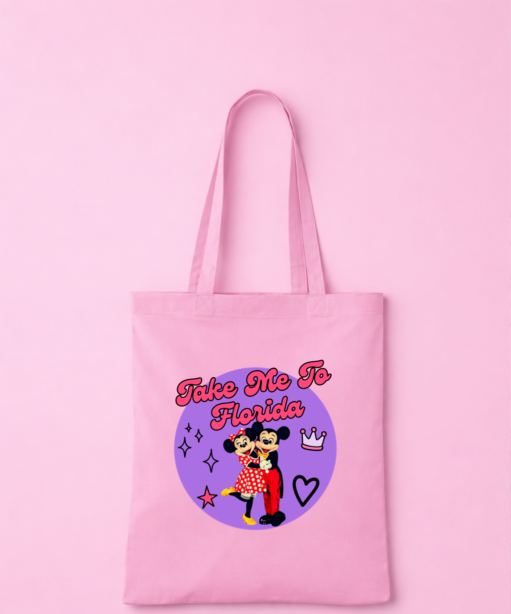 Take Me To Florida Exclusive Tote Bag - Pink/White