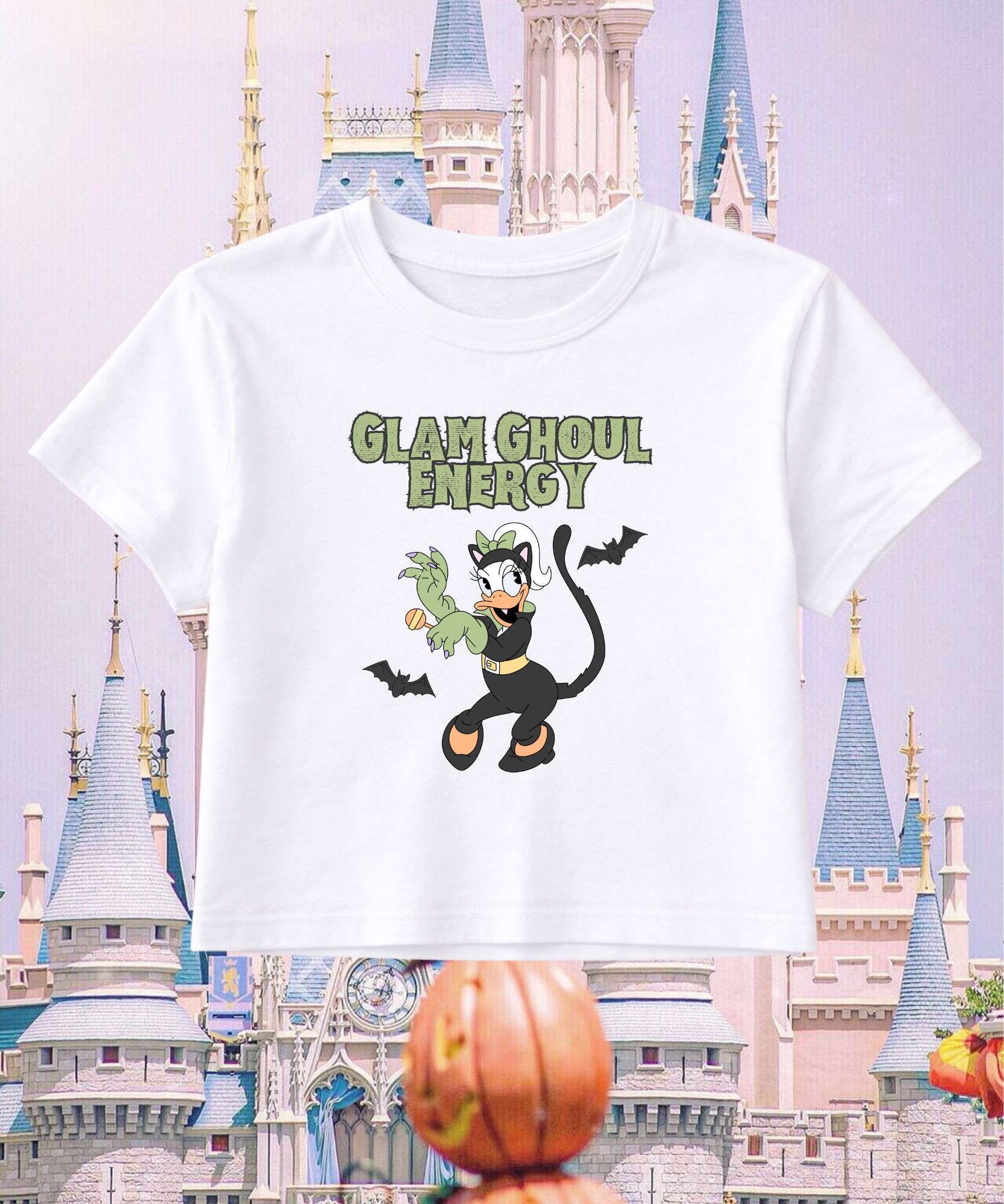 Glam Ghoul Energy Halloween Exclusive - Cropped Tee/Cropped Vest - White