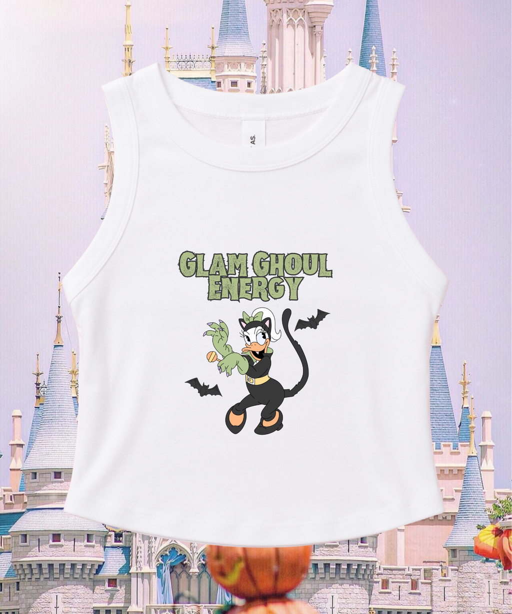 Glam Ghoul Energy Halloween Exclusive - Cropped Tee/Cropped Vest - White