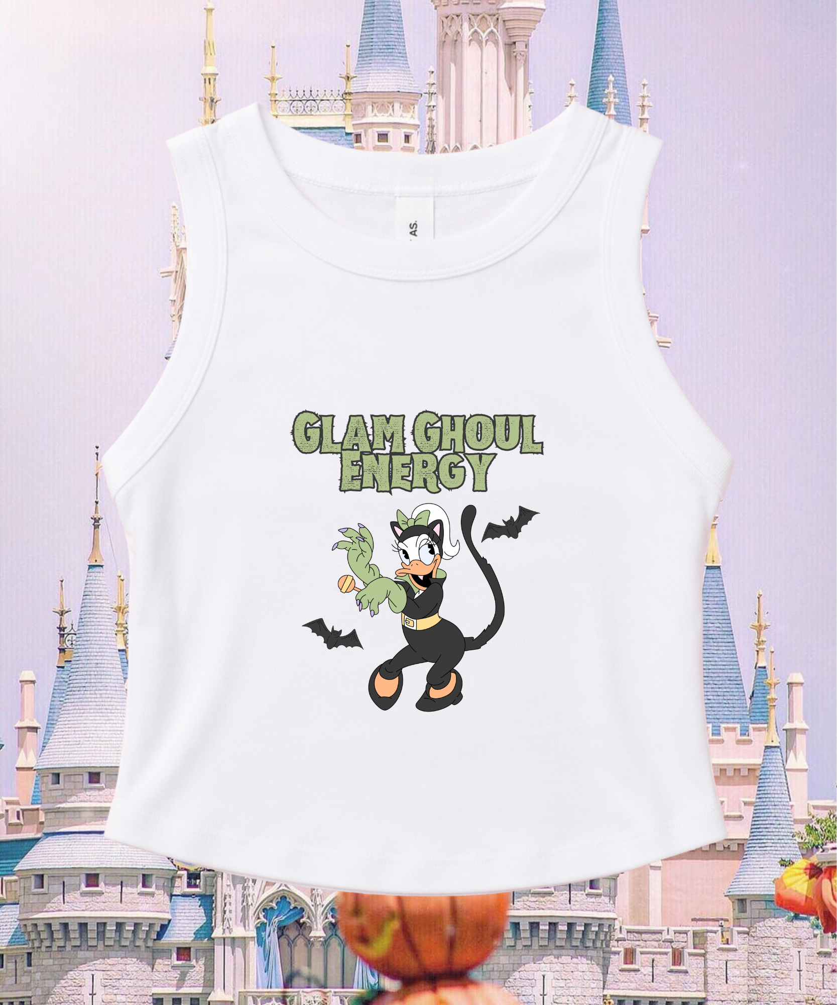 Glam Ghoul Energy Halloween Exclusive - Cropped Tee/Cropped Vest - White