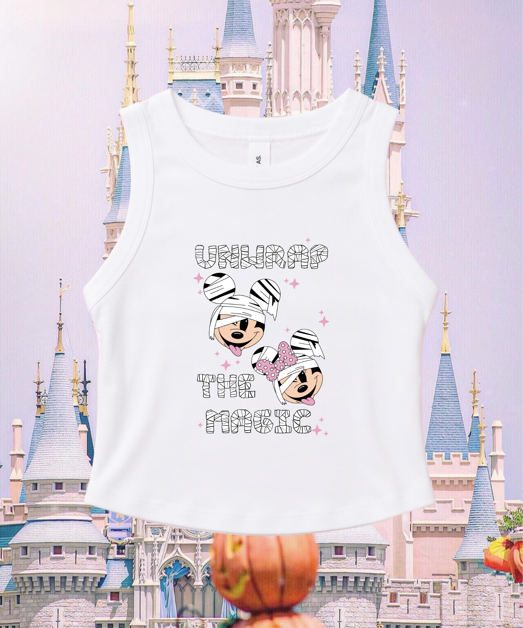 Unwrap The Magic Halloween - Cropped Tee/Cropped Vest - White
