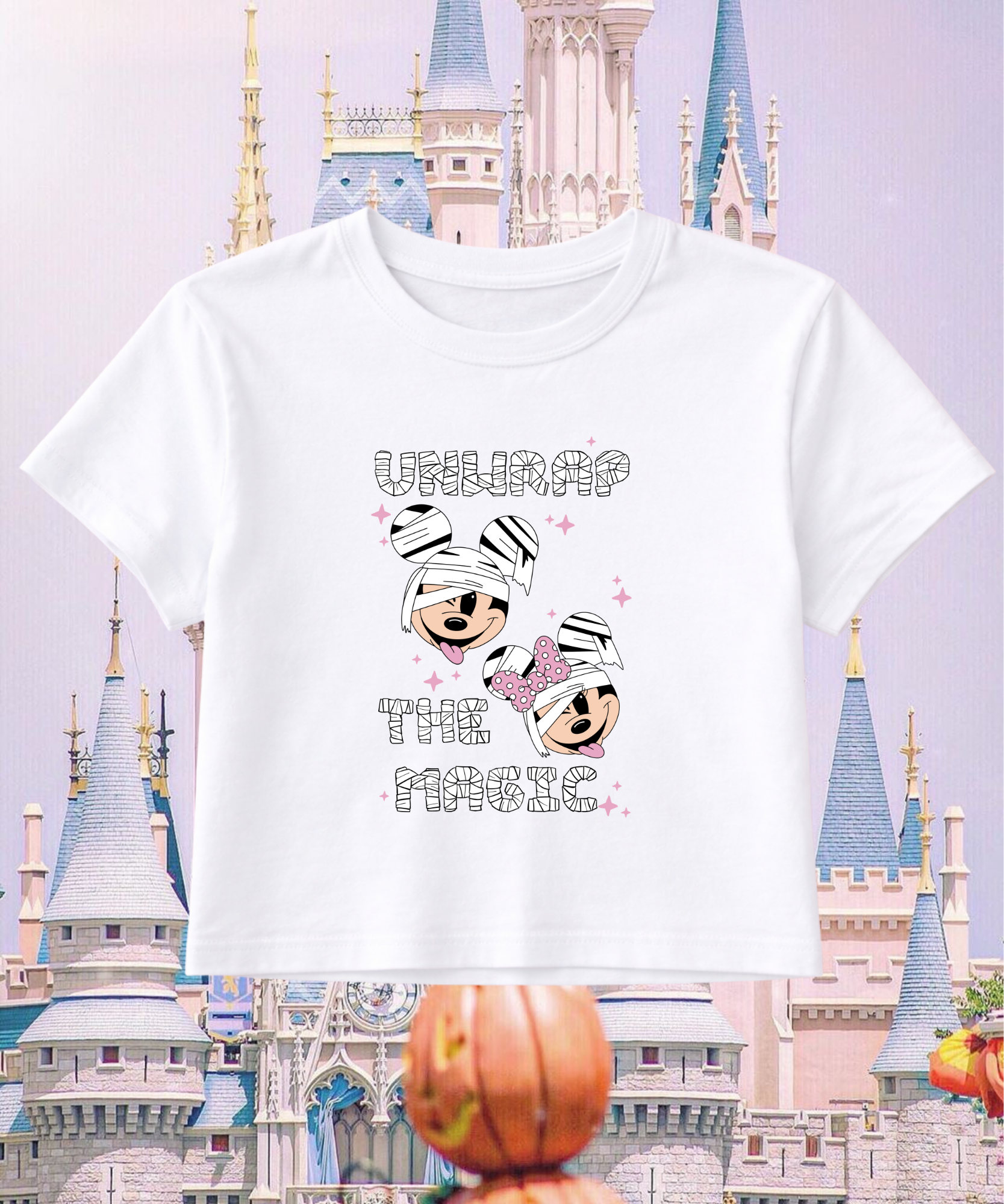 Unwrap The Magic Halloween - Cropped Tee/Cropped Vest - White
