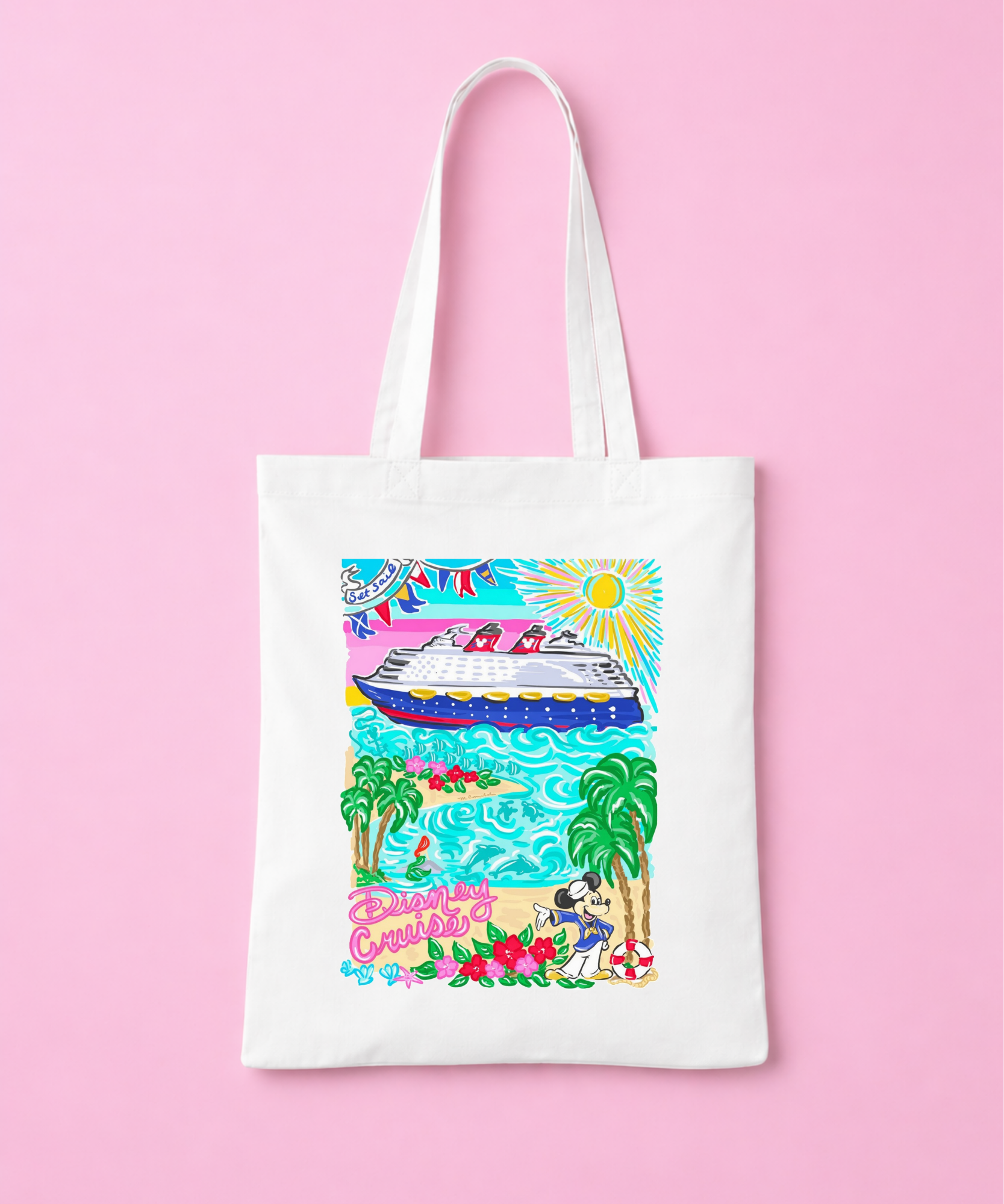 Painted Cruise White Tote Bag