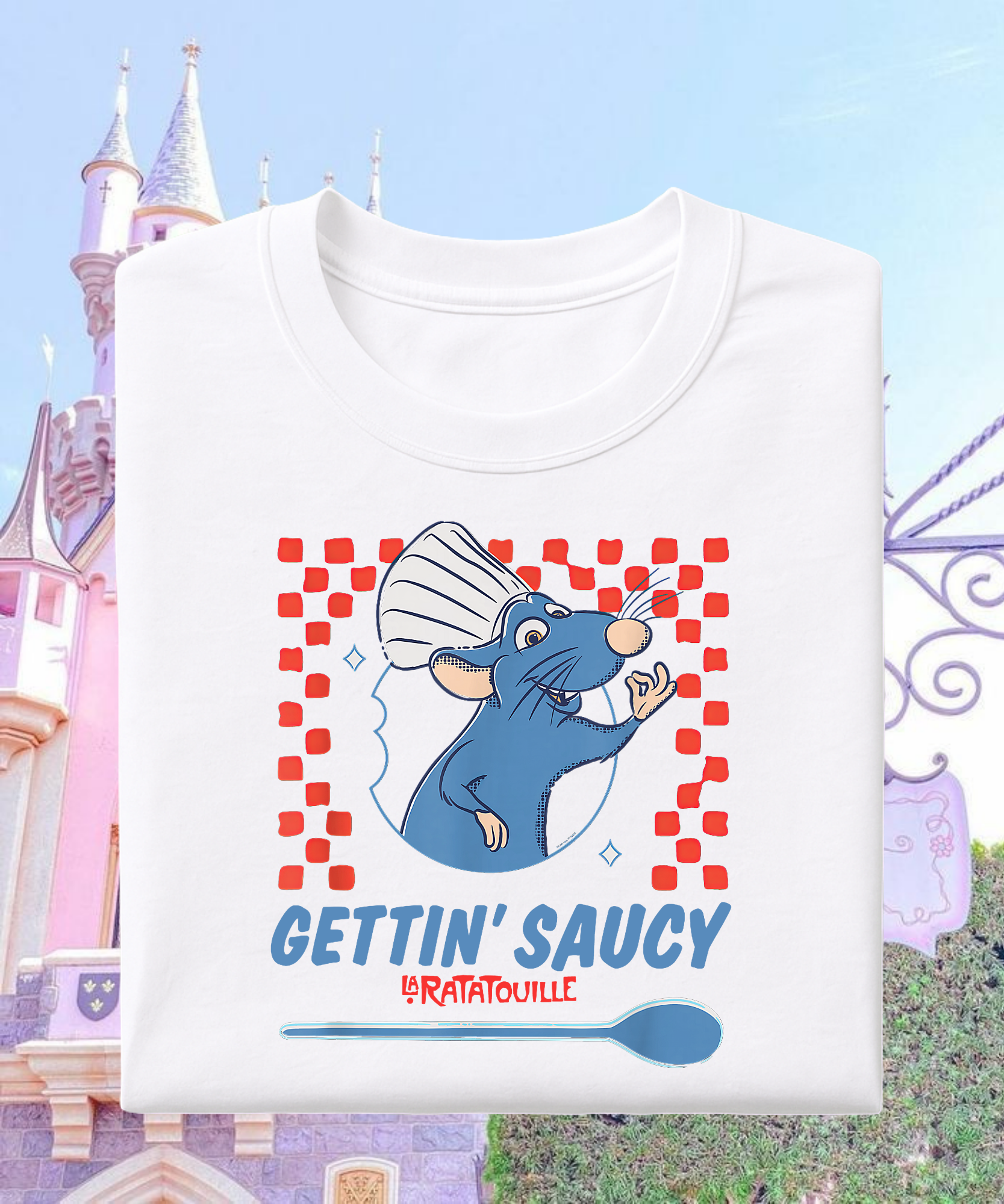 Gettin Saucy - Tshirt - White/Blue/Pink