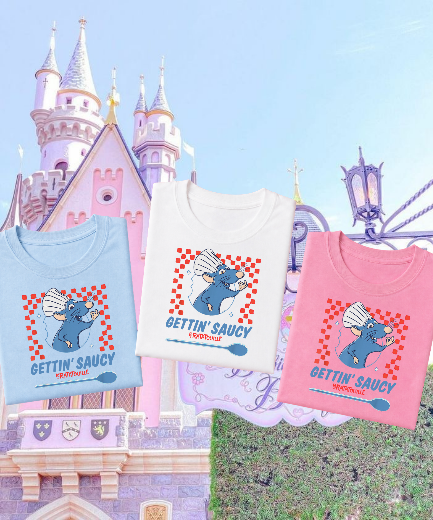 Gettin Saucy - Tshirt - White/Blue/Pink
