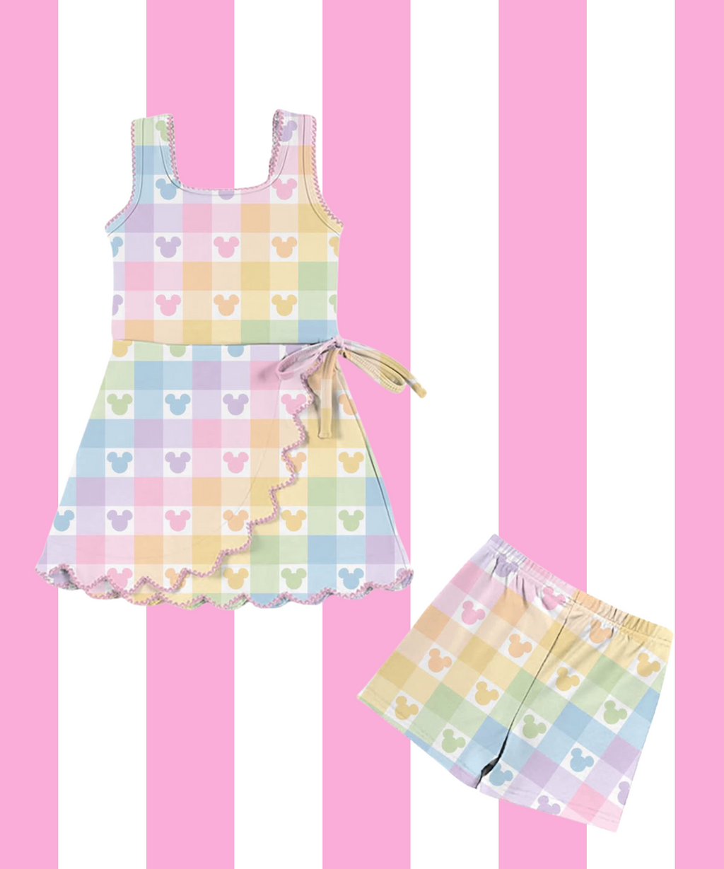 Pastel Mouse Athletic Dress & Shorts Set - PRE ORDER