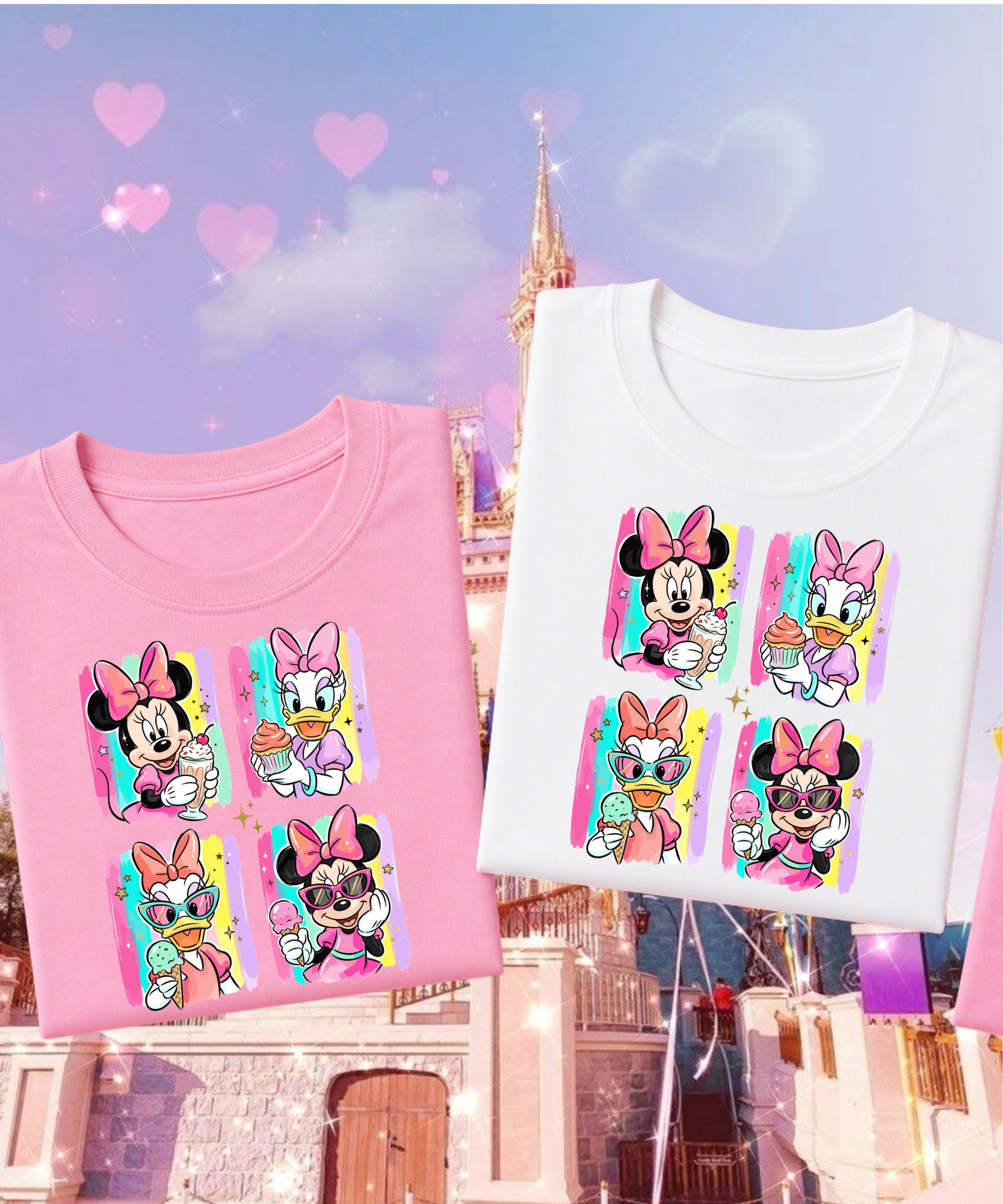 Minnie & Daisy Ice Cream - Tshirt - White/Pink
