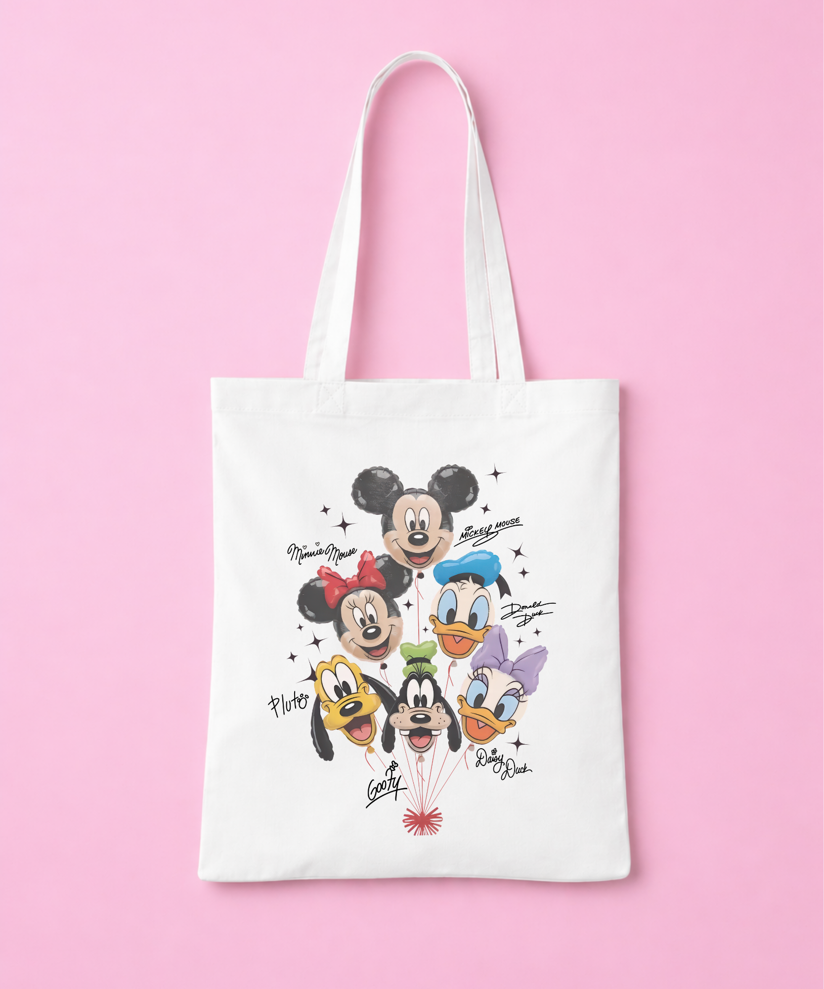Mickey & Friends Balloons Tote Bag - White/Pink