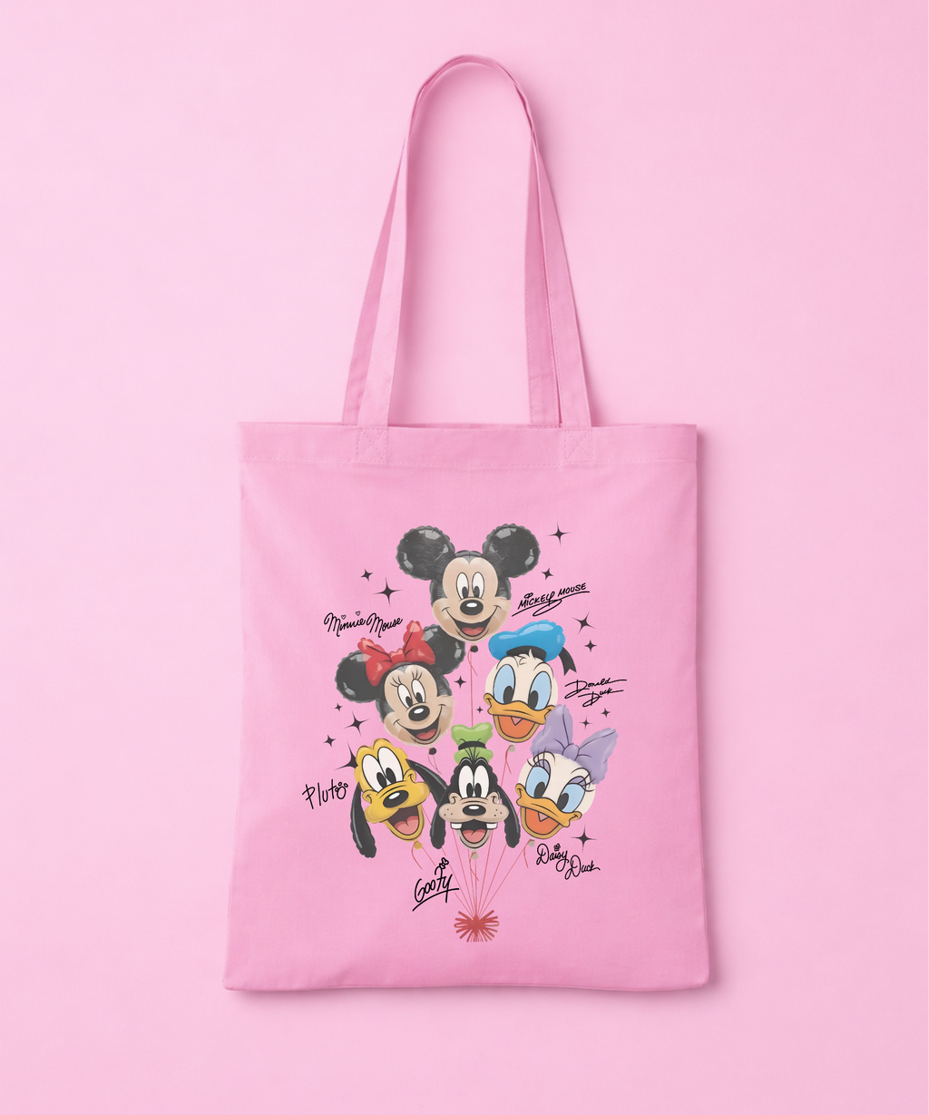 Mickey & Friends Balloons Tote Bag - White/Pink