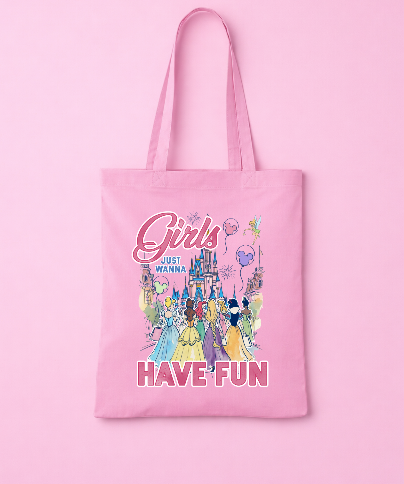 Girls Just Wanna Have Fun Tote Bag - White/Pink
