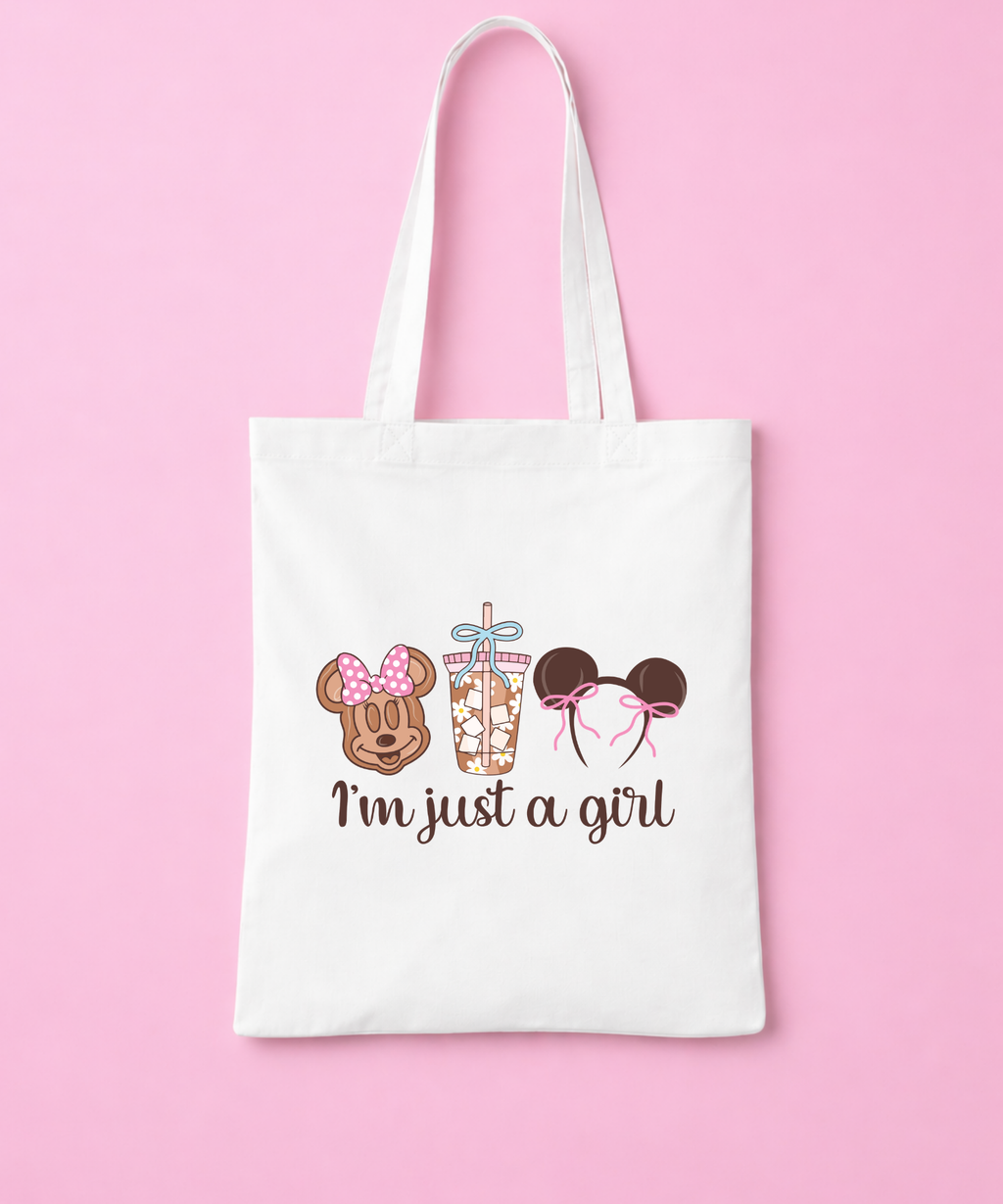 I’m Just A Girl Tote Bag - White/Pink