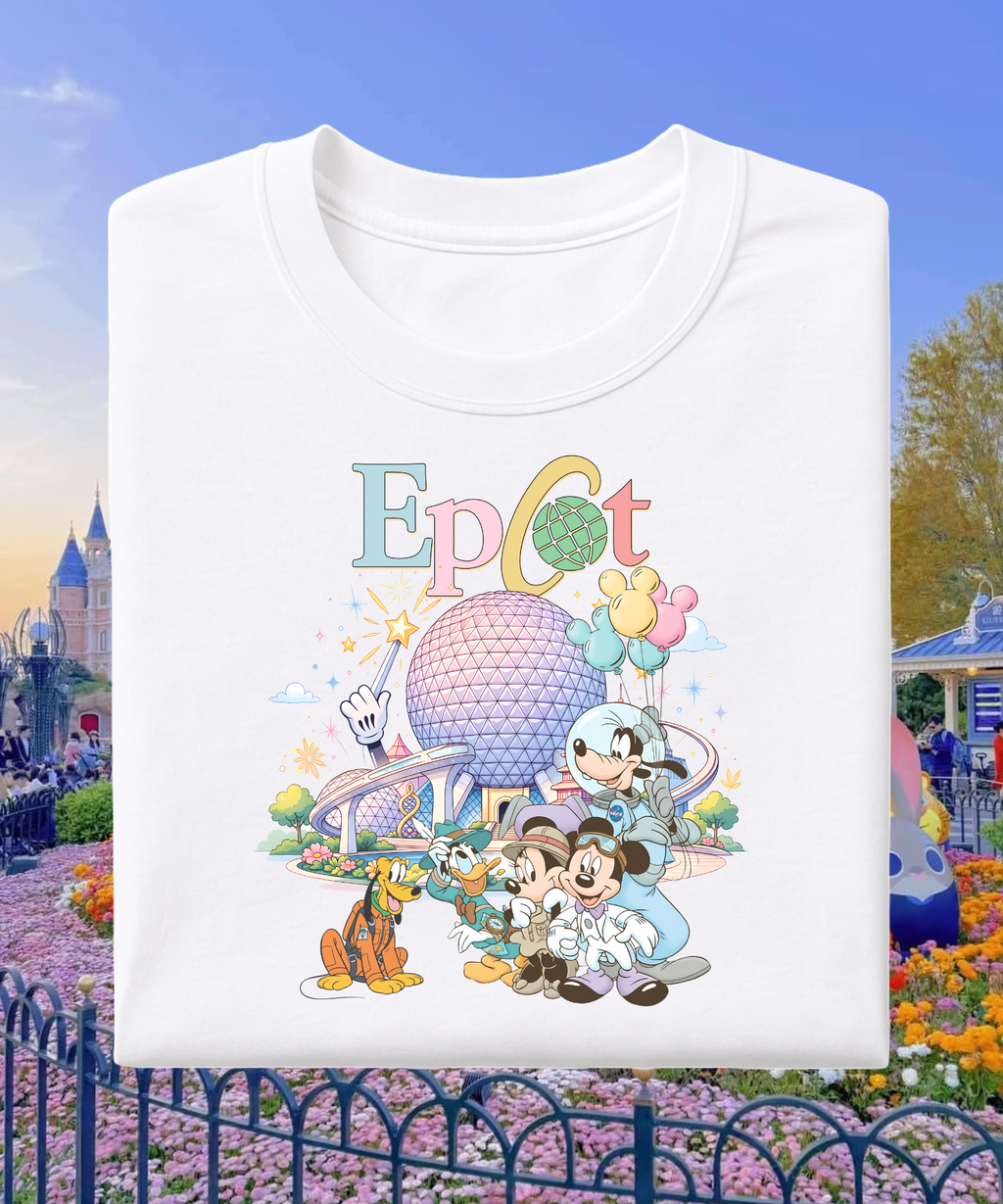 Epcot Mouse & Friends - Tshirt - White/Pink/Navy