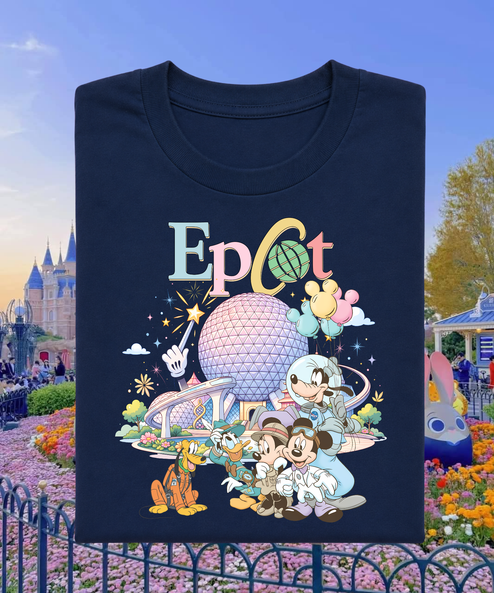 Epcot Mouse & Friends - Tshirt - White/Pink/Navy