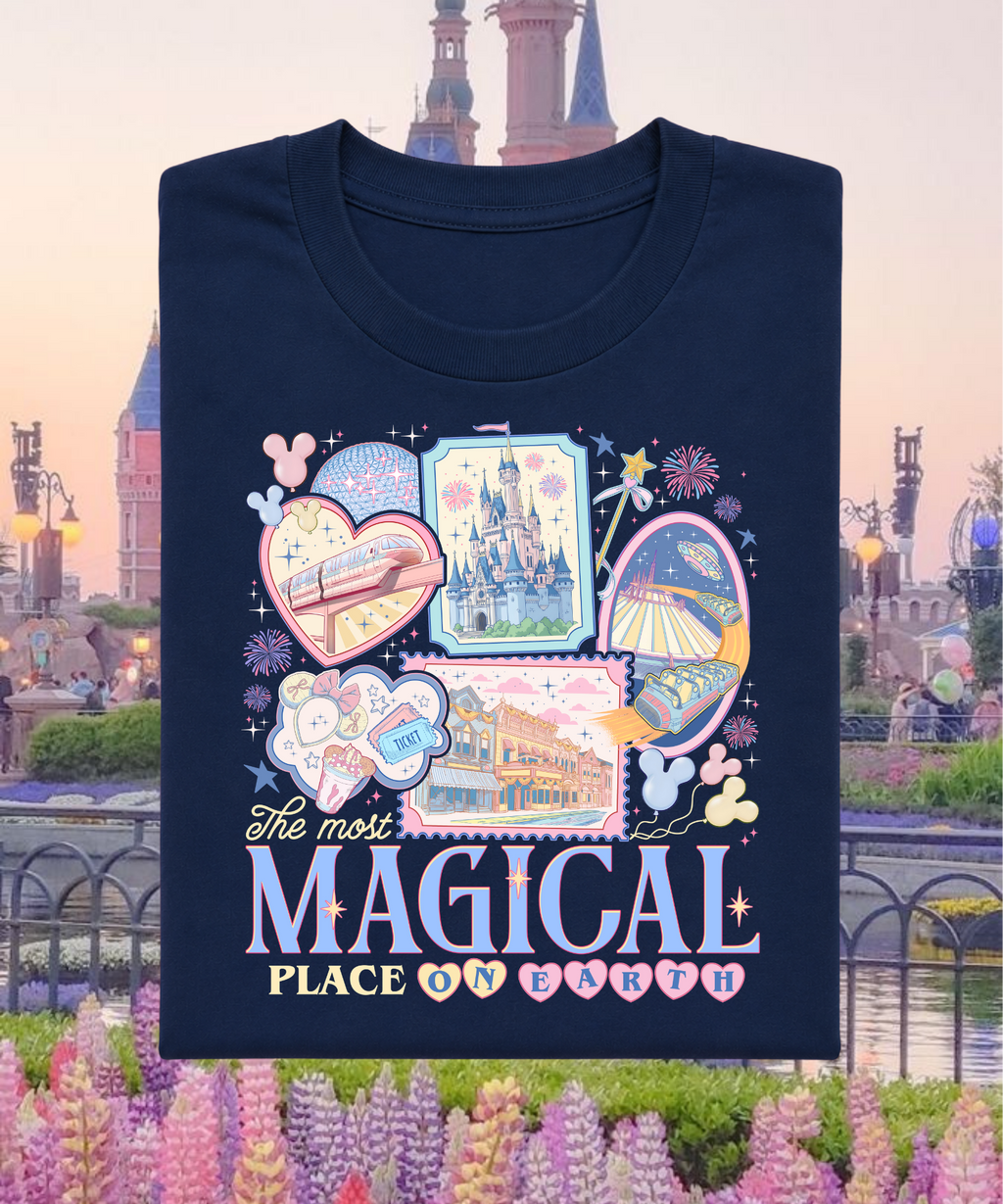 Most Magical Place On Earth Pastels - Tshirt - White/Blue/Pink/Navy
