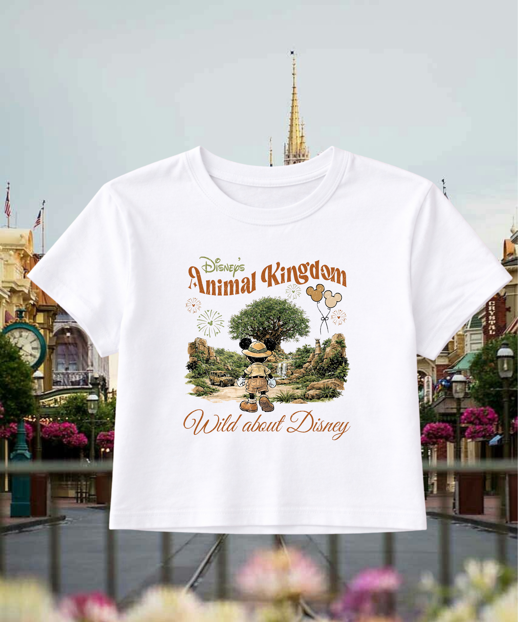 DNY Animal Kingdom - Cropped Tee - White
