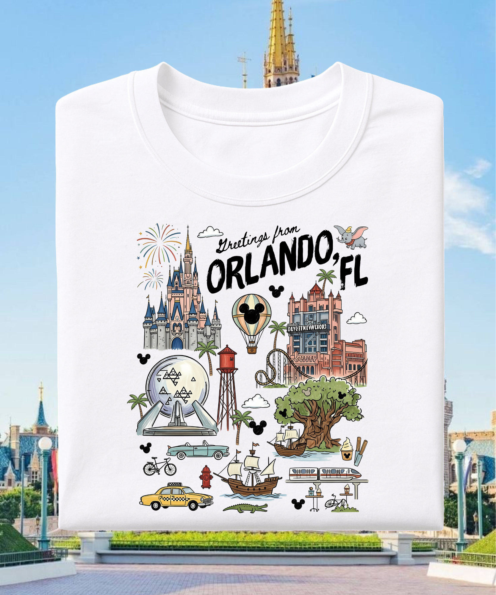 Greetings From Orlando FL - Tshirt - White/Pink/Red