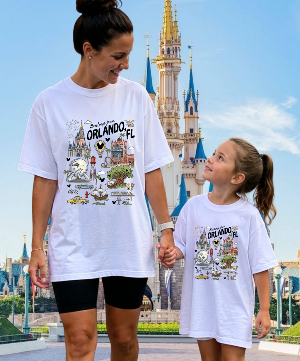 Greetings From Orlando FL - Tshirt - White/Pink/Red