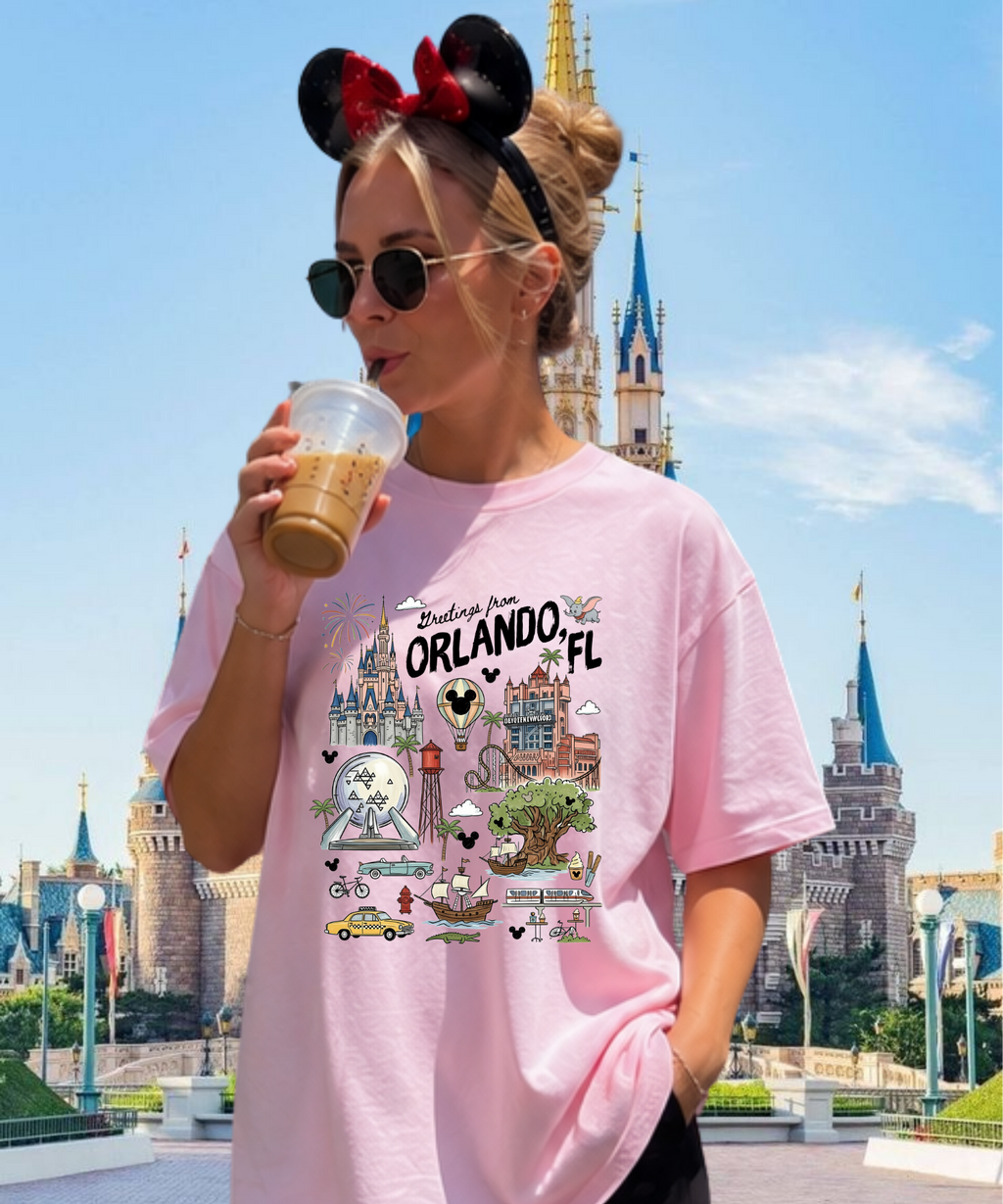 Greetings From Orlando FL - Tshirt - White/Pink/Red