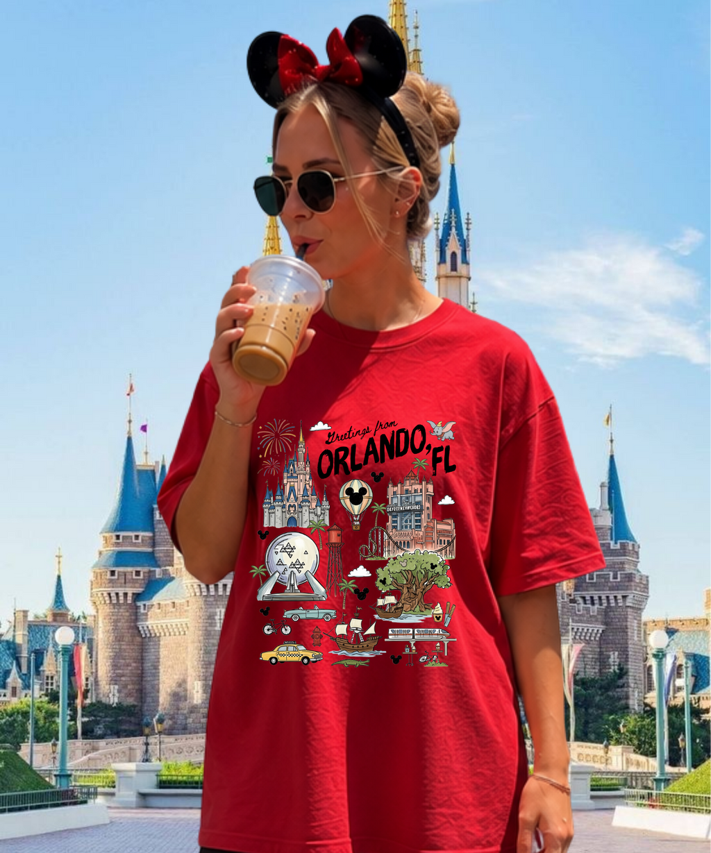 Greetings From Orlando FL - Tshirt - White/Pink/Red