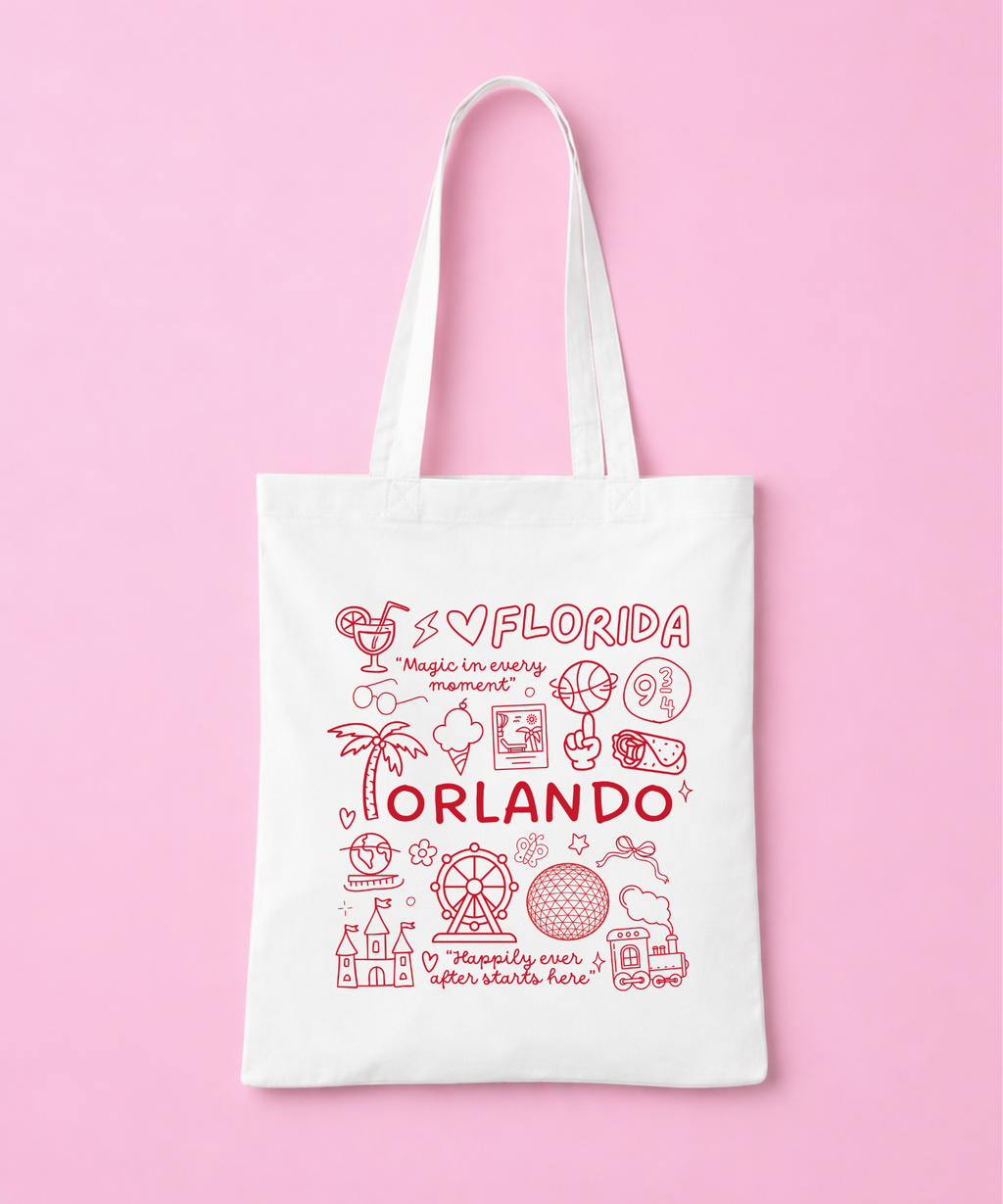 I Love Florida Tote Bag - White/Pink