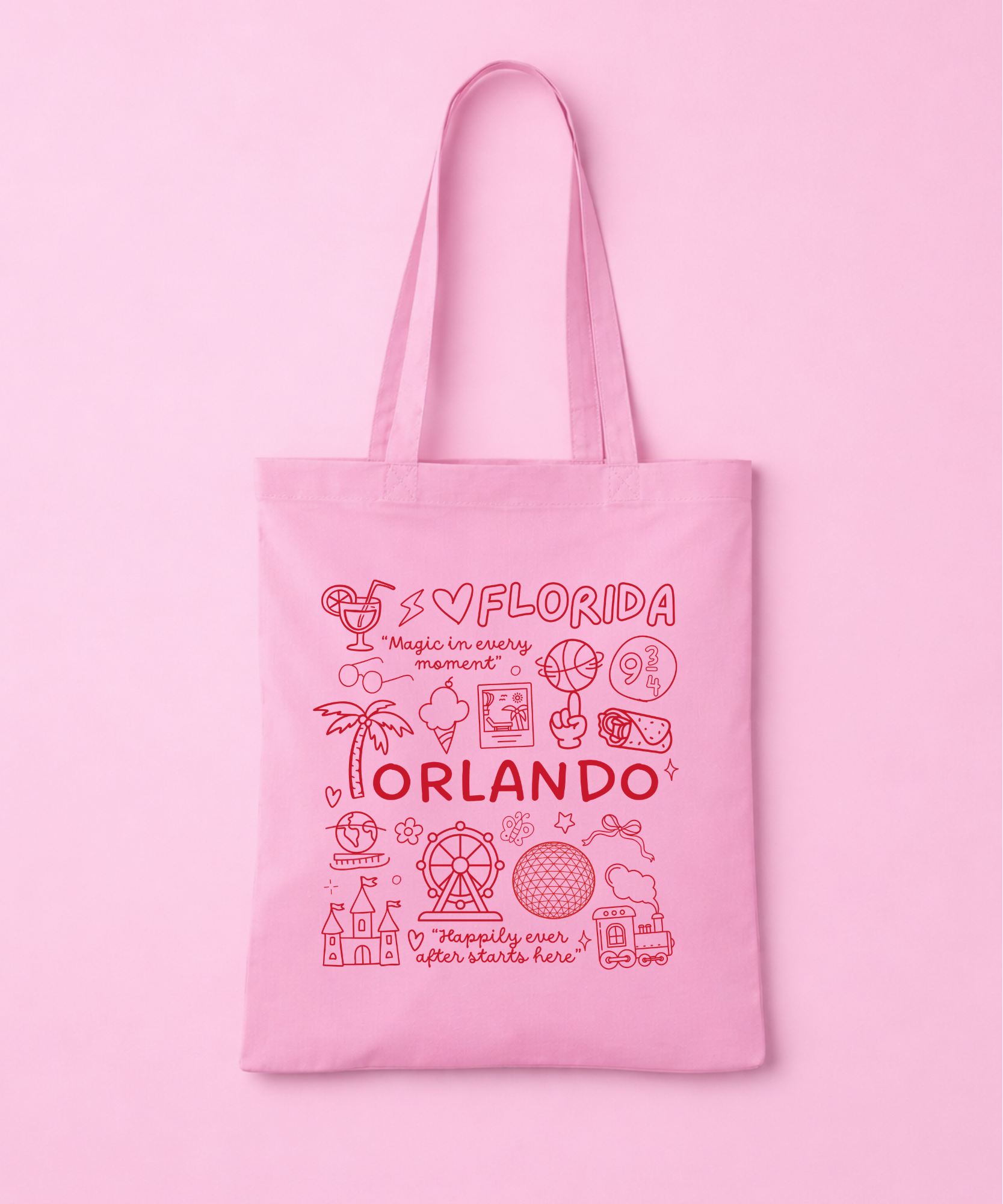 I Love Florida Tote Bag - White/Pink