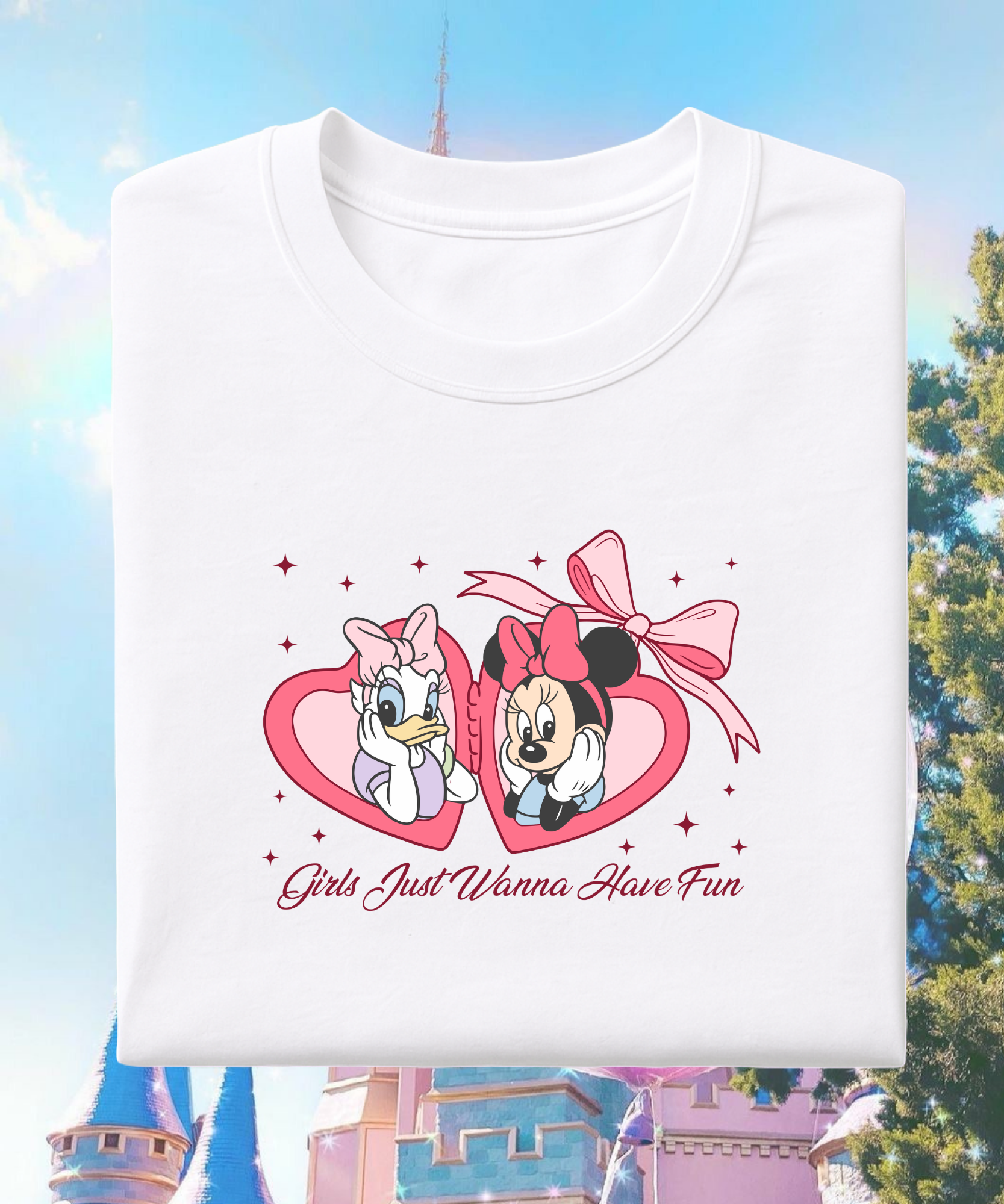 Just Wanna Have Fun Minnie & Daisy - Tshirt - White/Pink