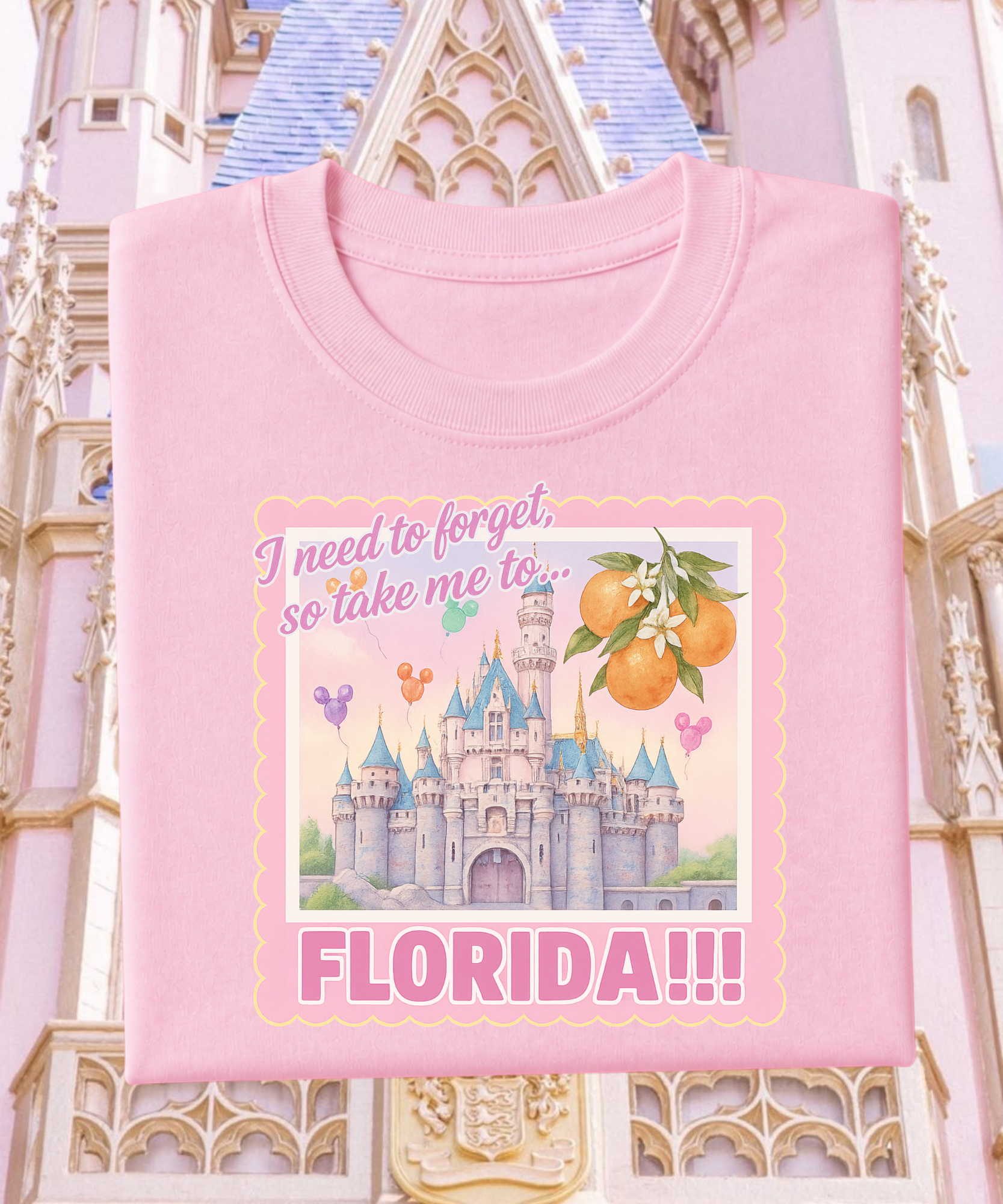 Take Me To Florida Stamp - Tshirt - White/Pink