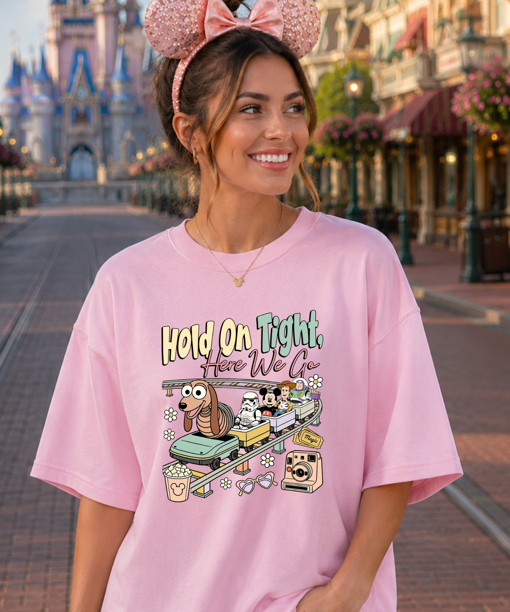 Hold On Tight - Tshirt - White/Pink/Blue