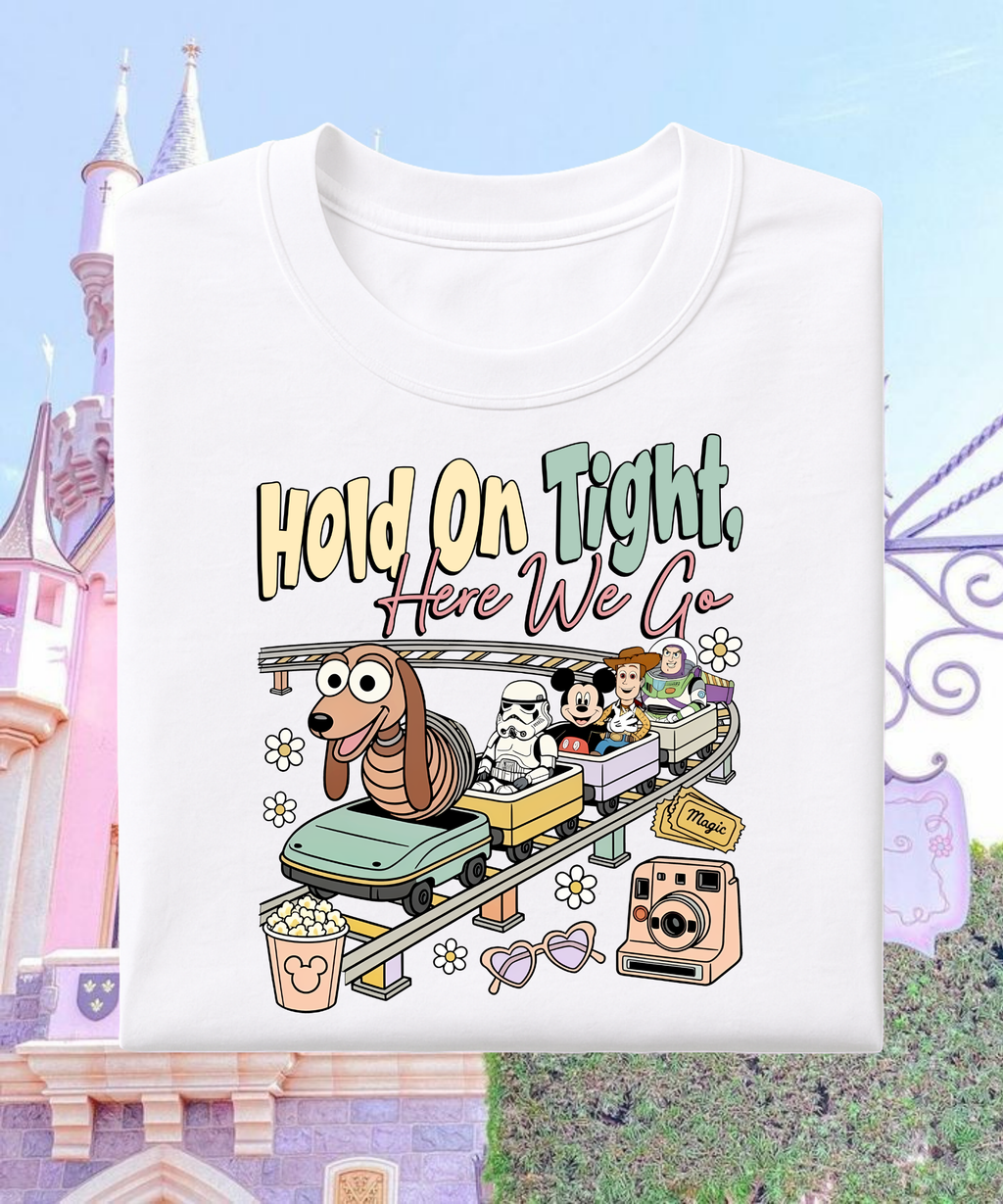 Hold On Tight - Tshirt - White/Pink/Blue