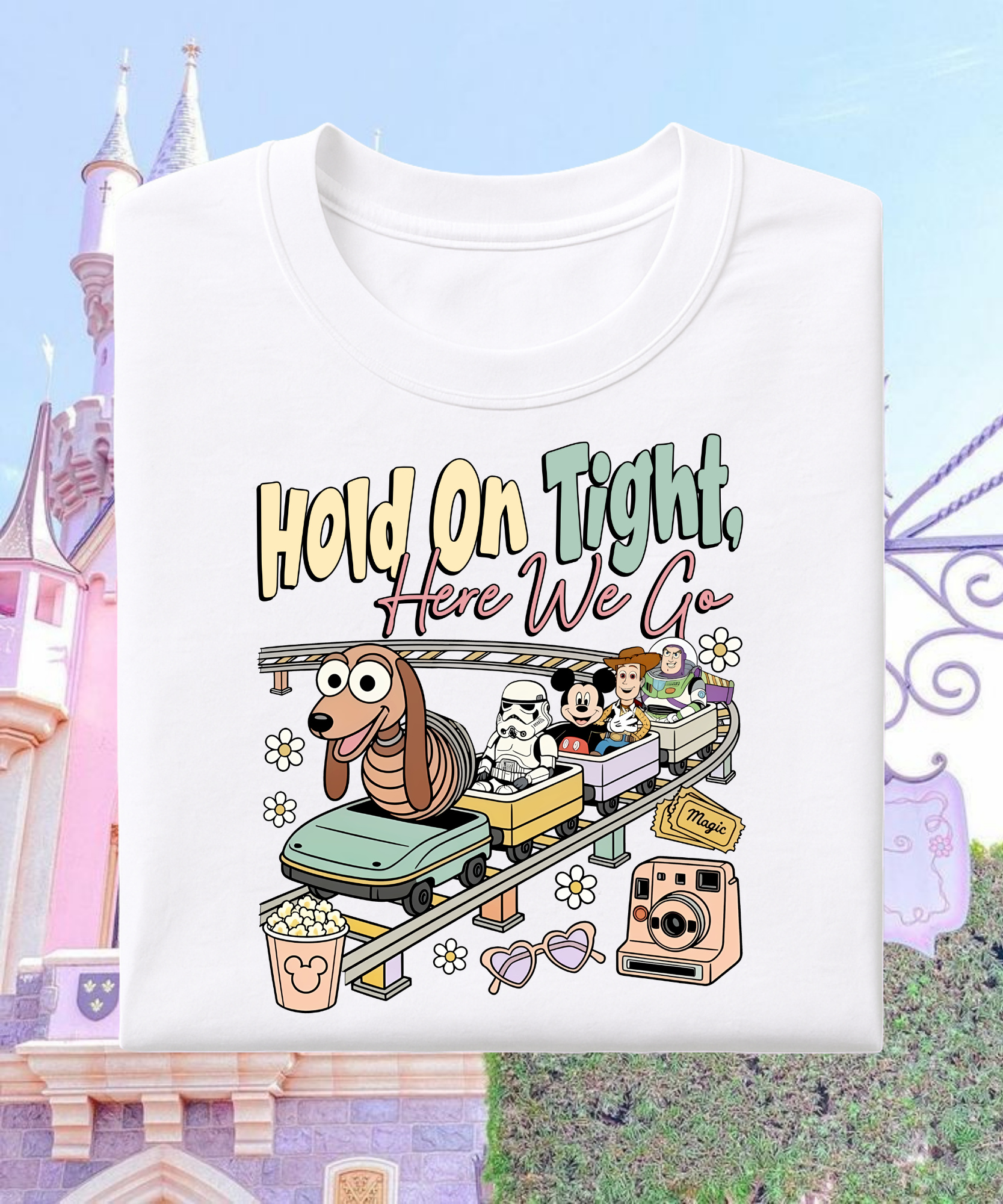Hold On Tight - Tshirt - White/Pink/Blue