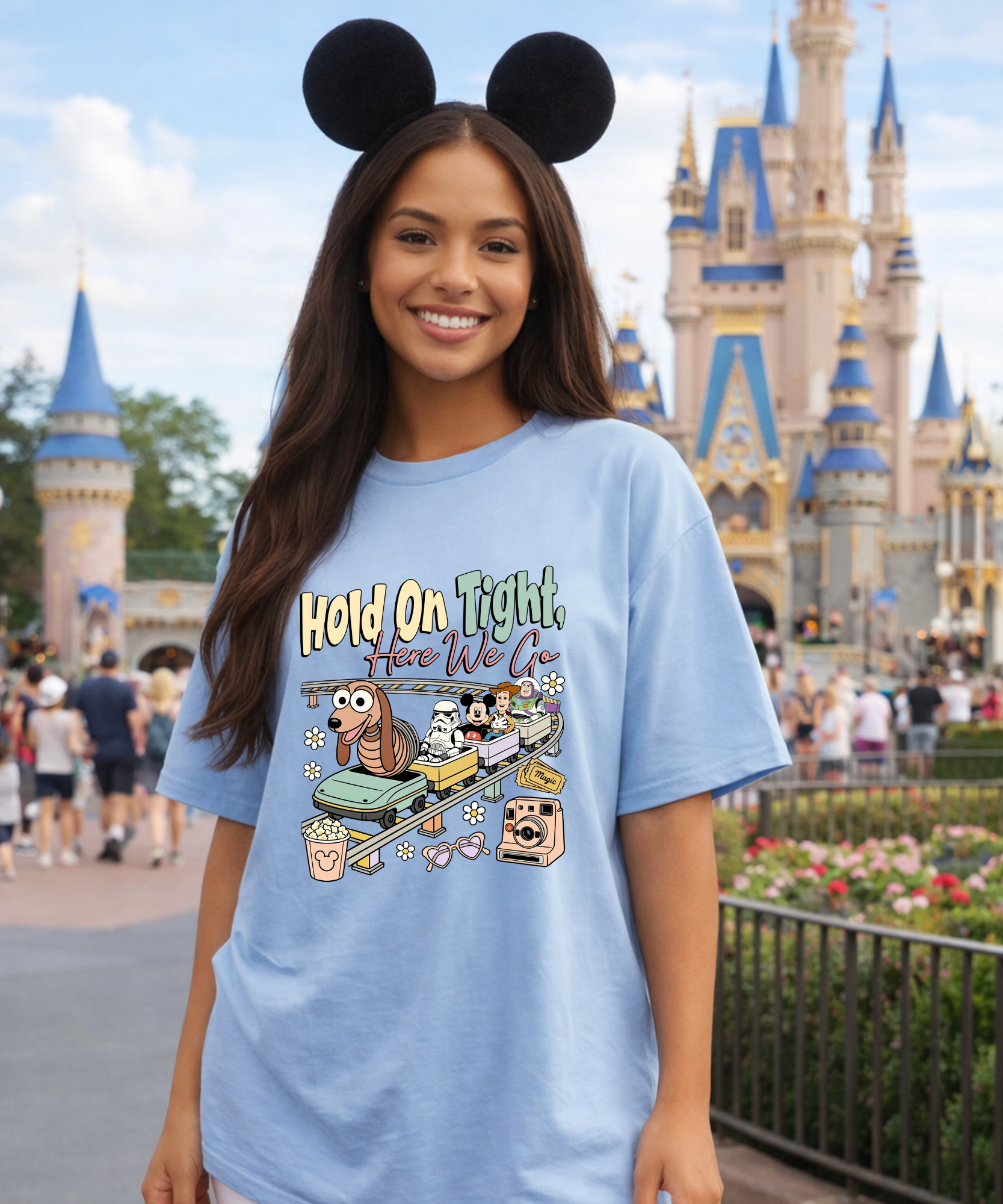 Hold On Tight - Tshirt - White/Pink/Blue