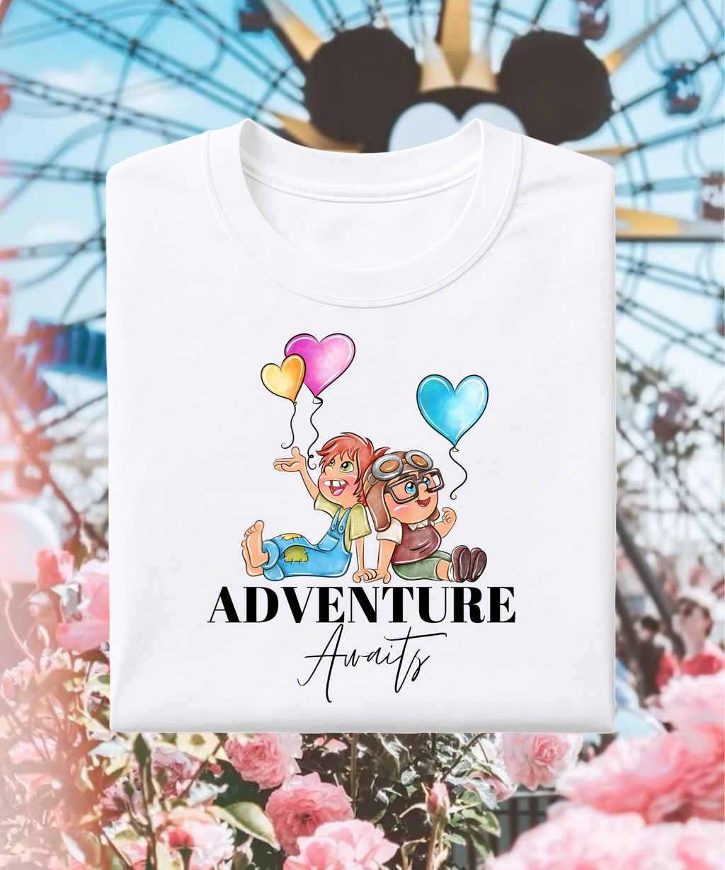 Adventure Awaits Carl & Ellie - Tshirt - White/Pink