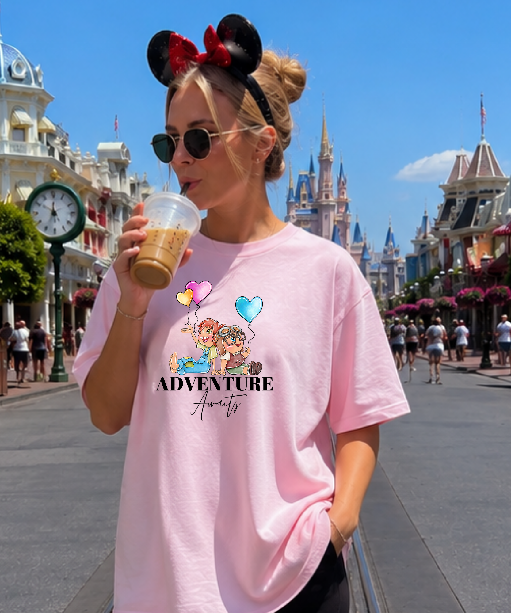 Adventure Awaits Carl & Ellie - Tshirt - White/Pink