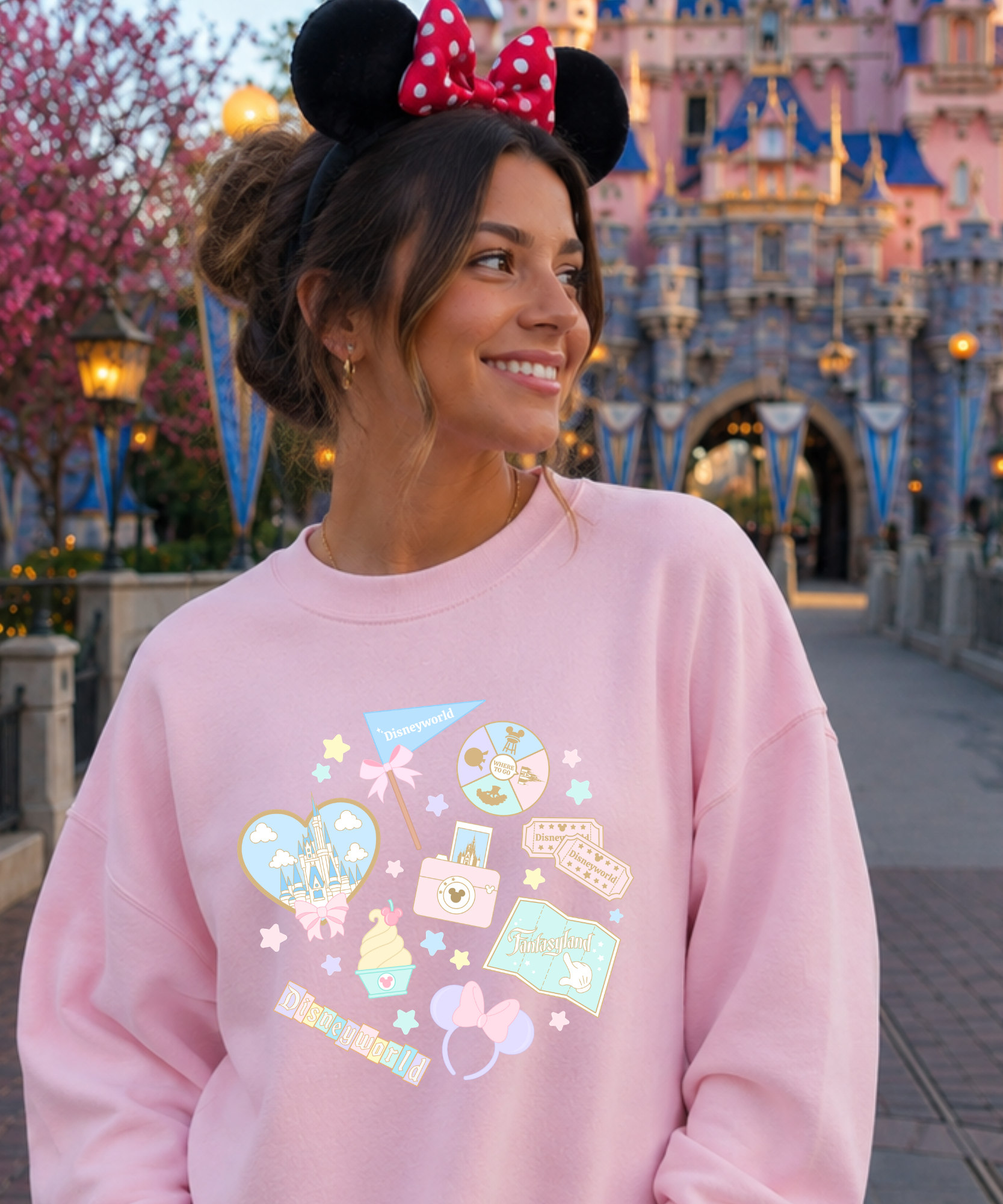 WDW Pastel Sweatshirt - Peppermint/Light Pink