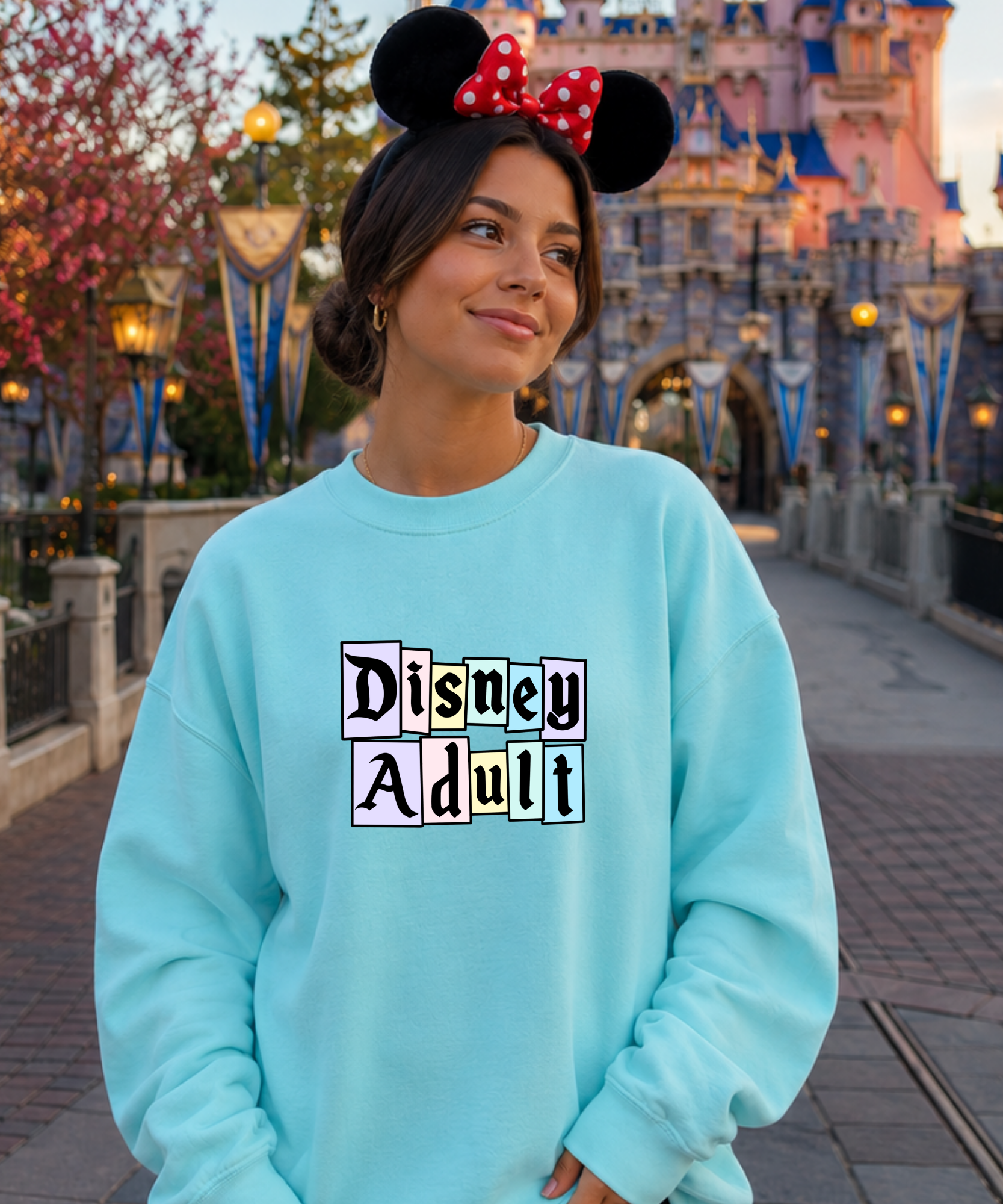 DNY Adult Sweatshirt - White/Light Pink/Peppermint/Pink Lemonade