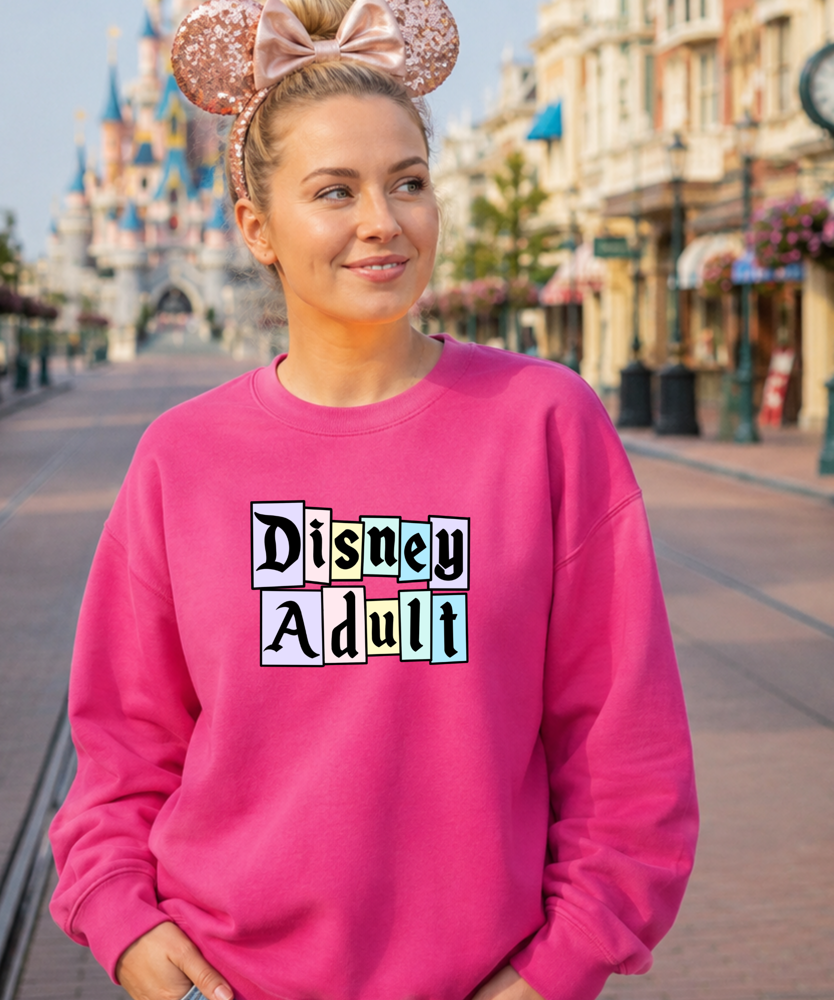 DNY Adult Sweatshirt - White/Light Pink/Peppermint/Pink Lemonade