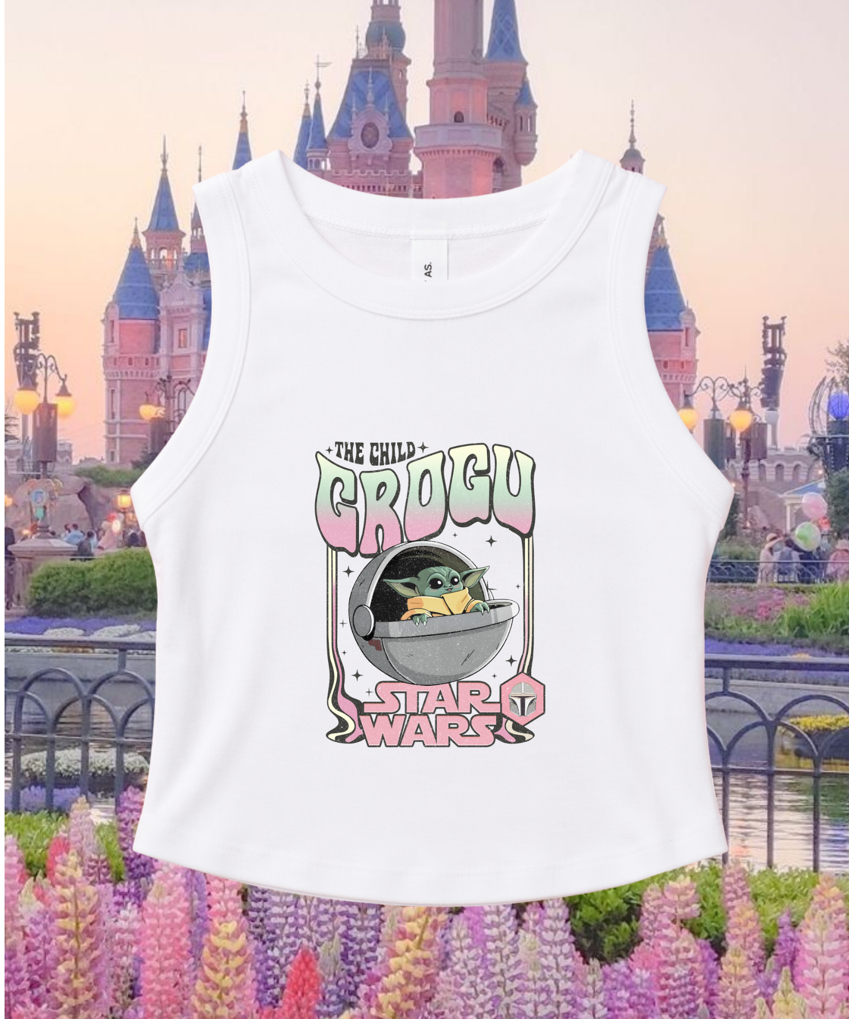 The Child Grogu - Cropped Tee/Cropped Vest - White
