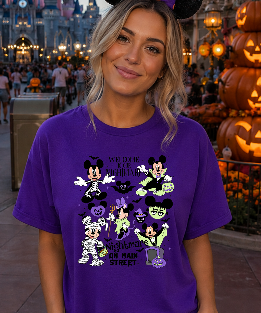 Welcome To Our Nightmare Halloween - Tshirt - Purple/White