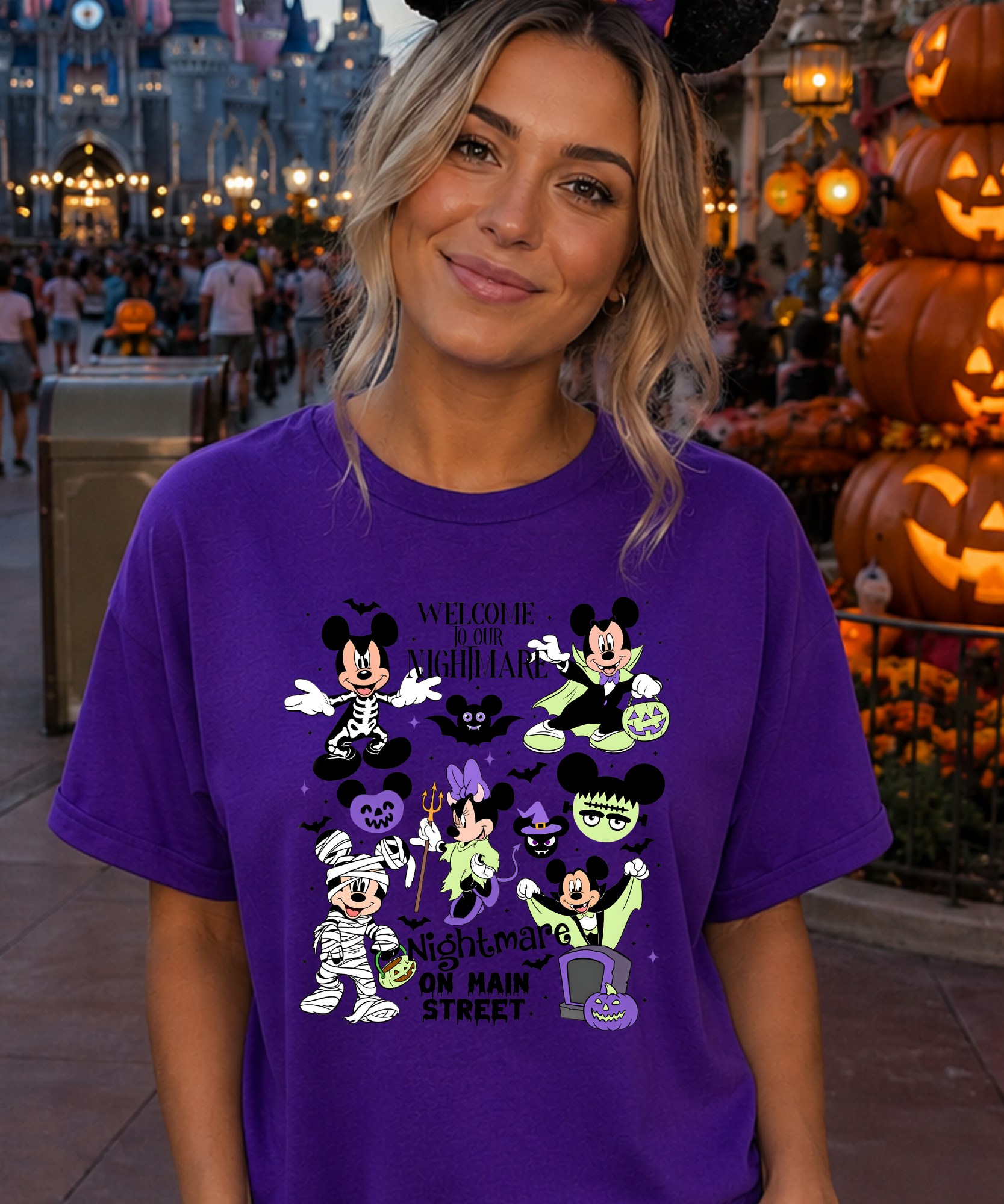 Welcome To Our Nightmare Halloween - Tshirt - Purple/White