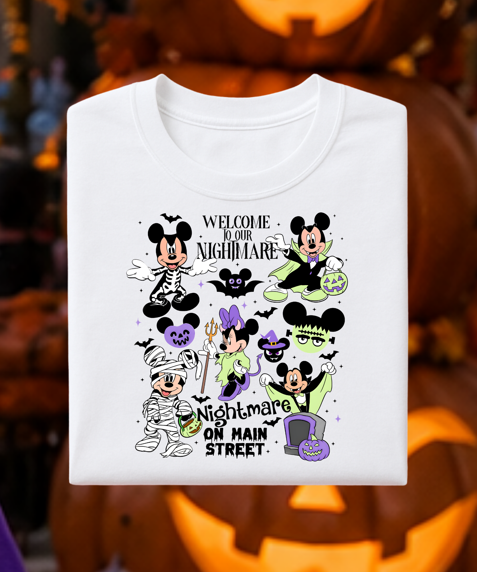 Welcome To Our Nightmare Halloween - Tshirt - Purple/White