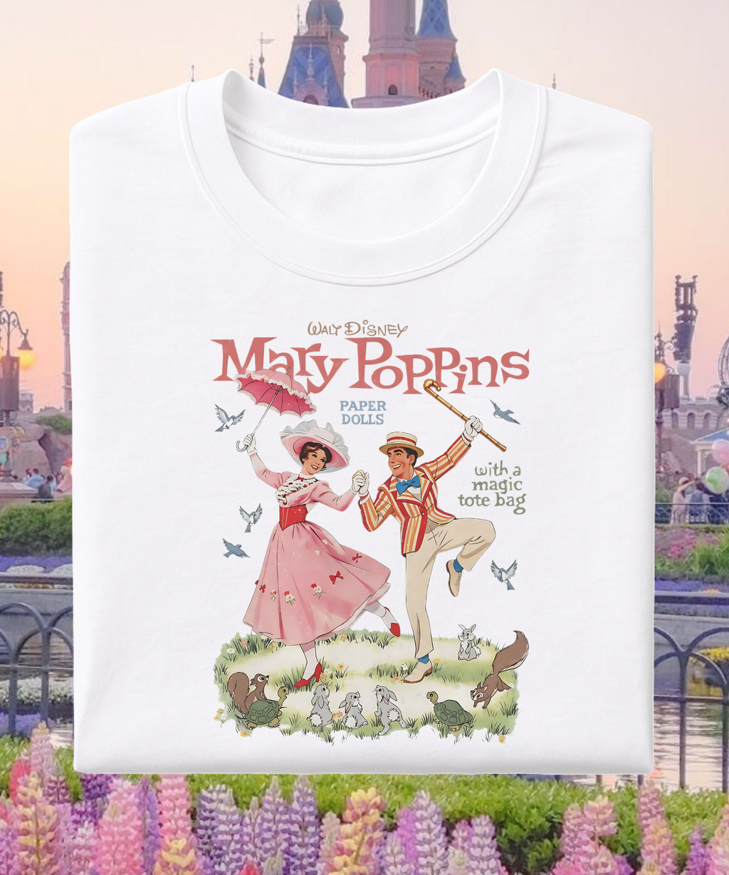 Mary Poppins - Tshirt - White/Black
