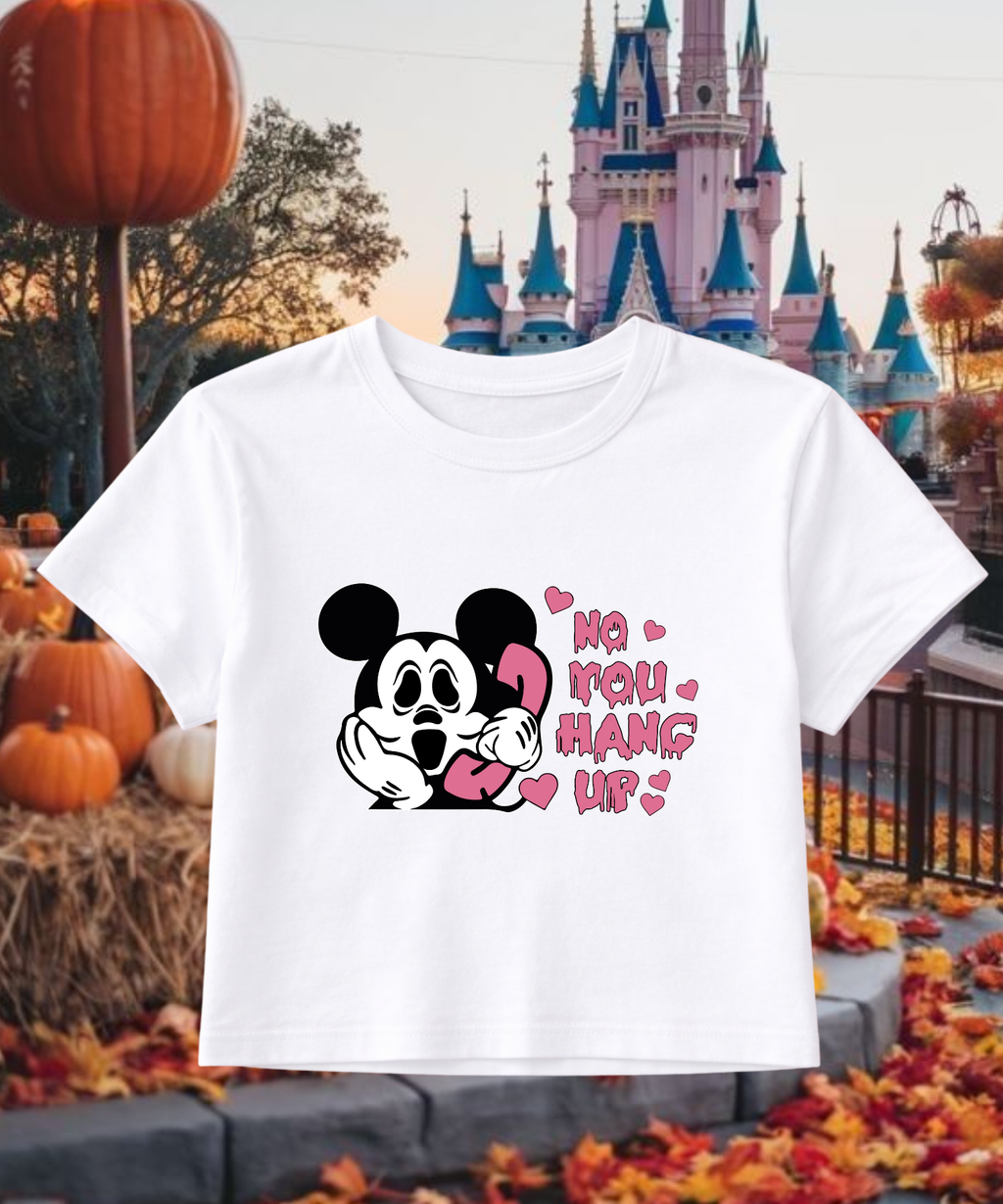 No You Hang Up Cropped Tee - White/Black