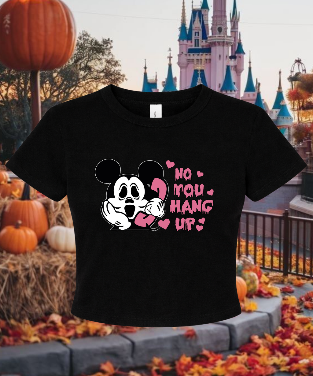 No You Hang Up Cropped Tee - White/Black