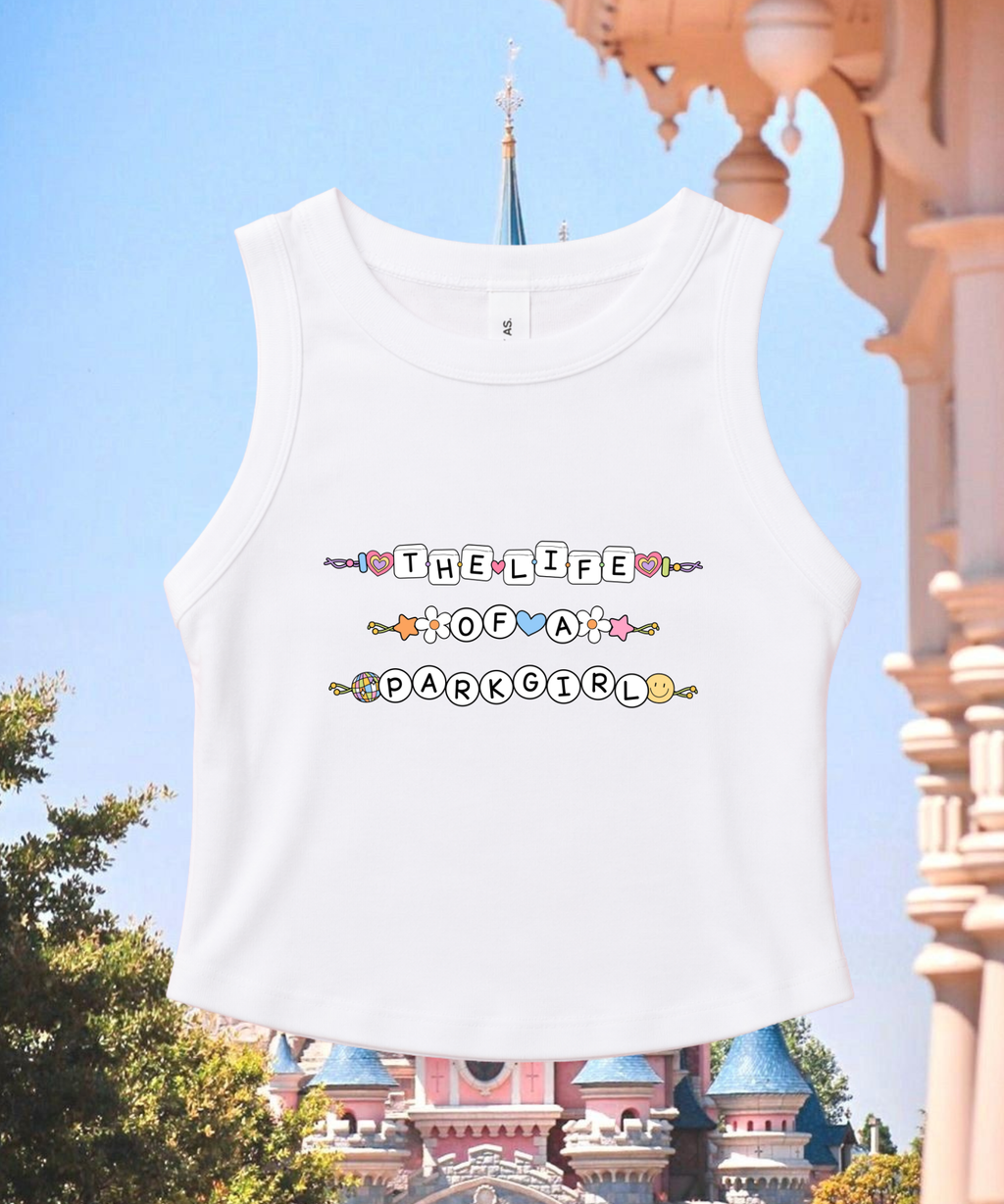 Life Of A Park Girl - Cropped Tee/Cropped Vest - White